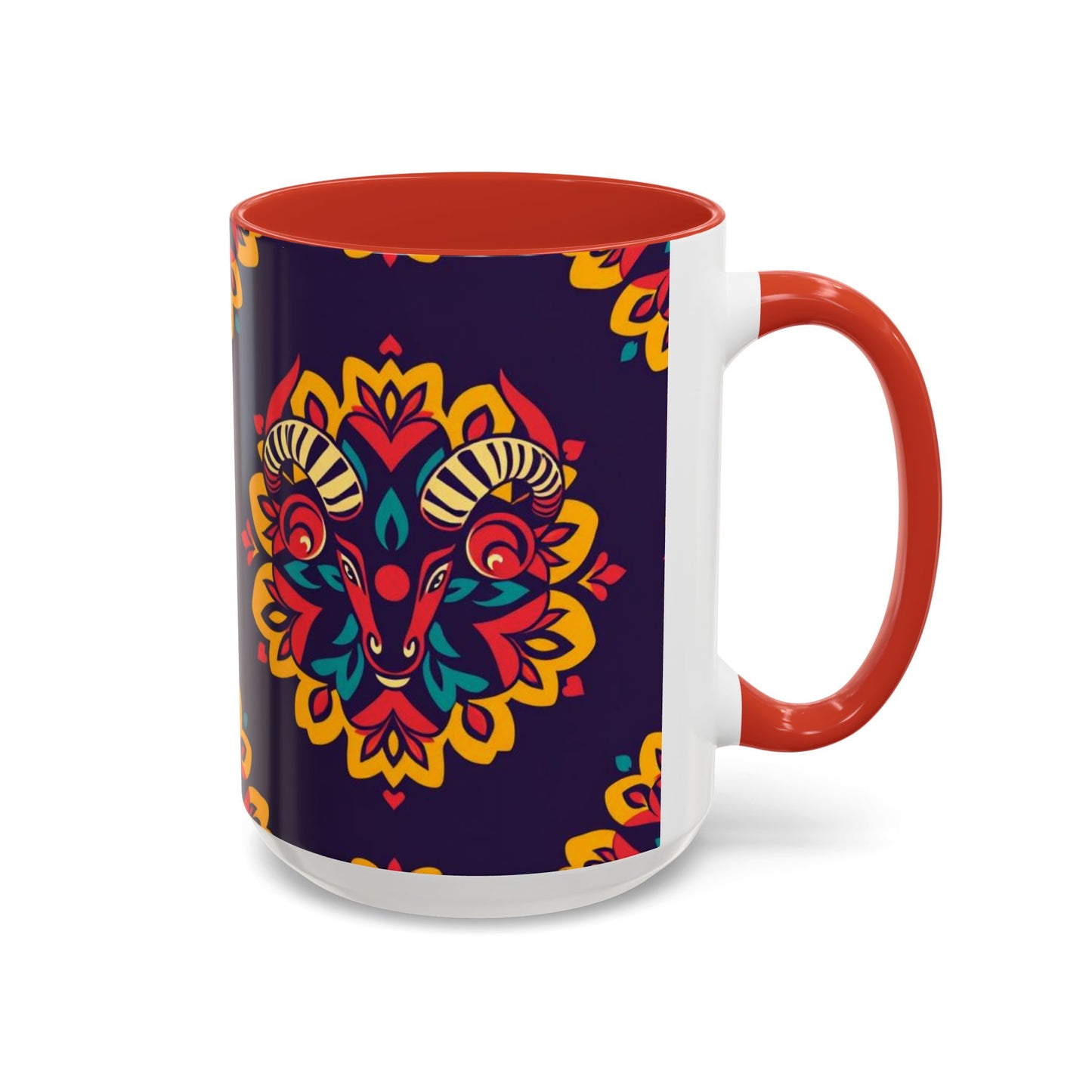 Accent Coffee Mug, Taurus, Zodiac v4. Flower Pattern, (11, 15oz)