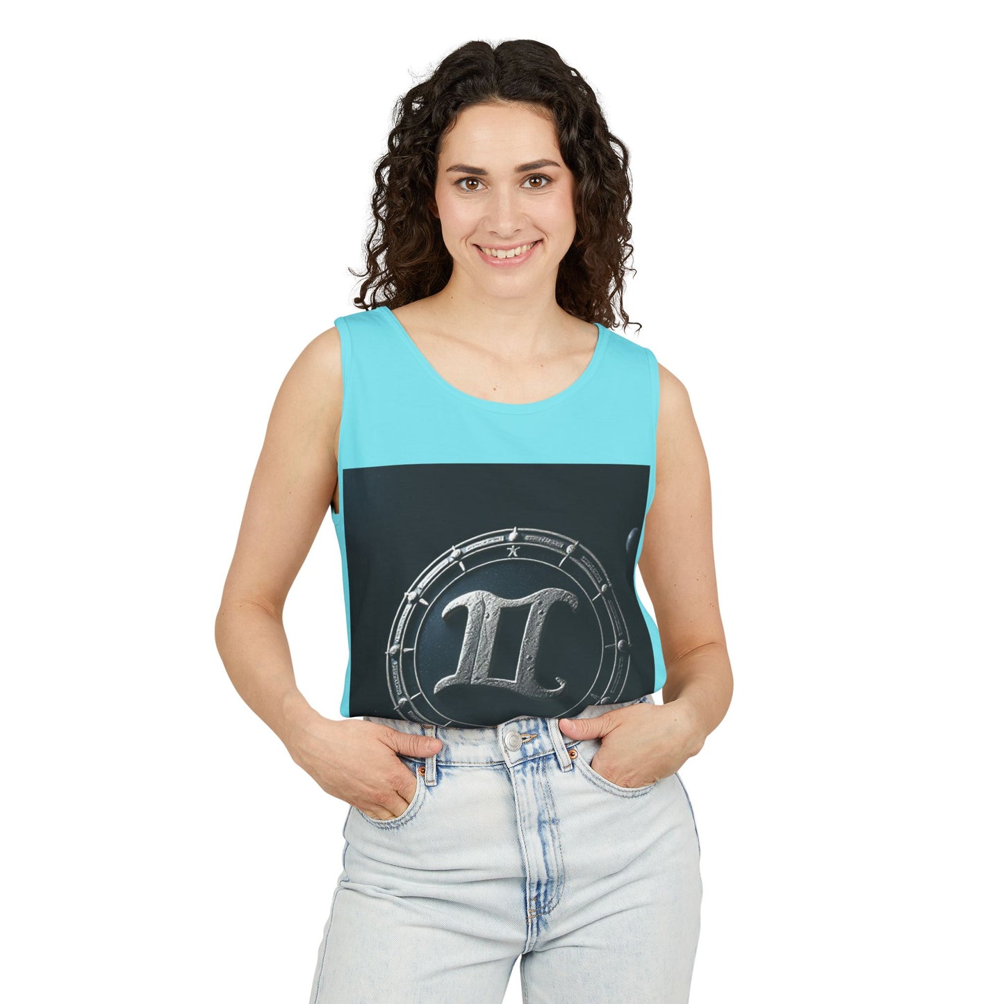 Unisex Garment-Dyed, Tank Top, Gemini Design, Space Symbol v1, 100% US cotton