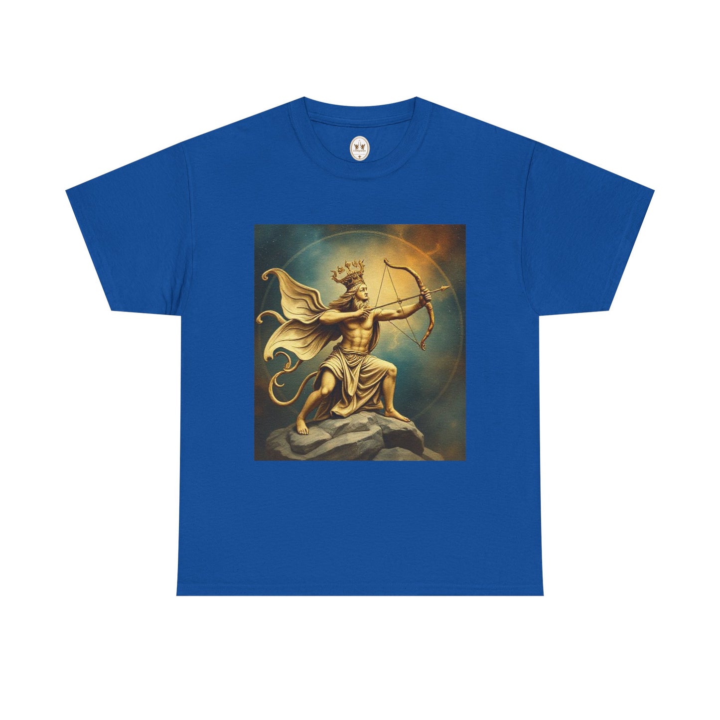 Unisex Heavy Cotton T-Shirt, Sagittarius King, Bow & Arrow, Zodiac Design