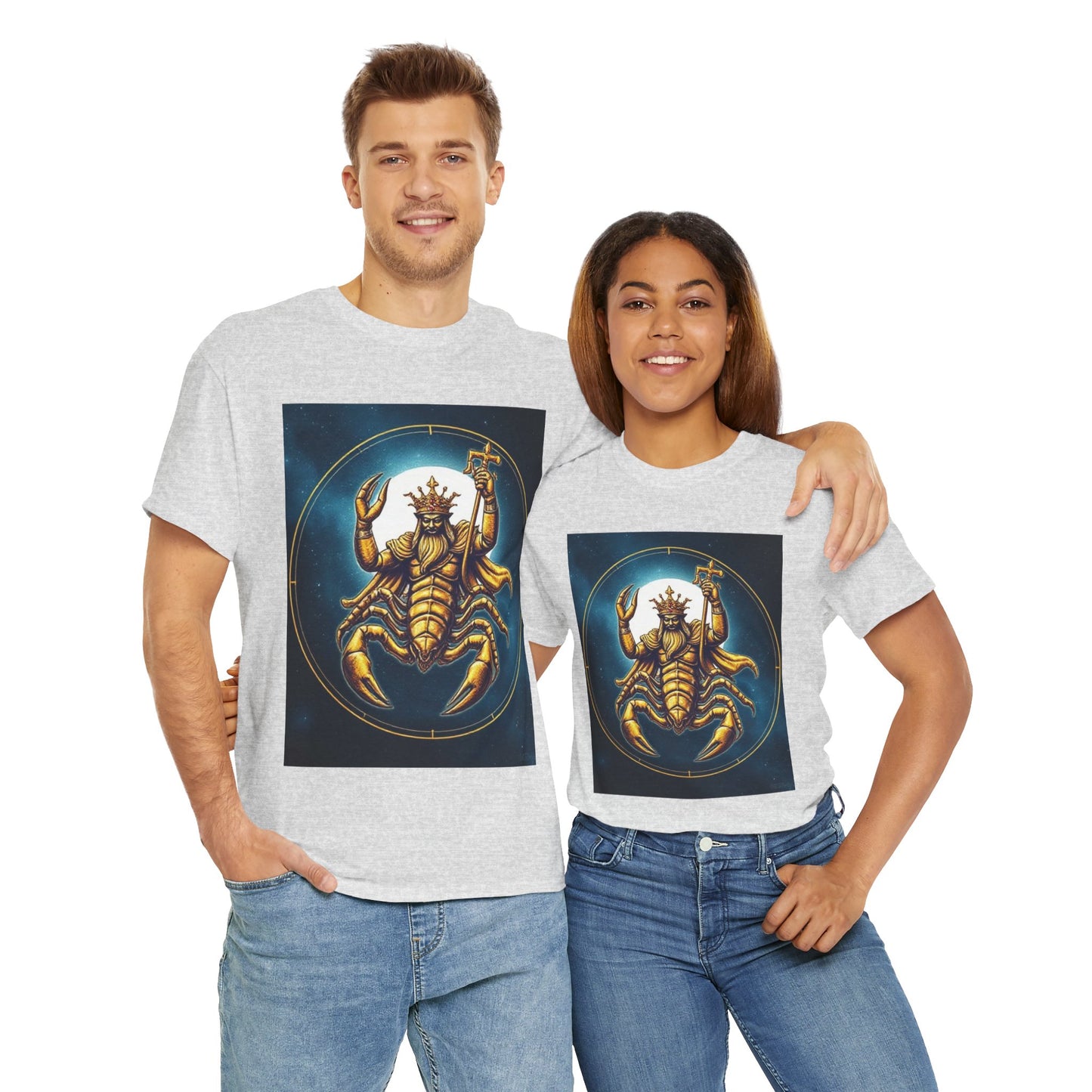 Unisex Heavy Cotton T-Shirt, Moon v1, Scorpio Zodiac Design