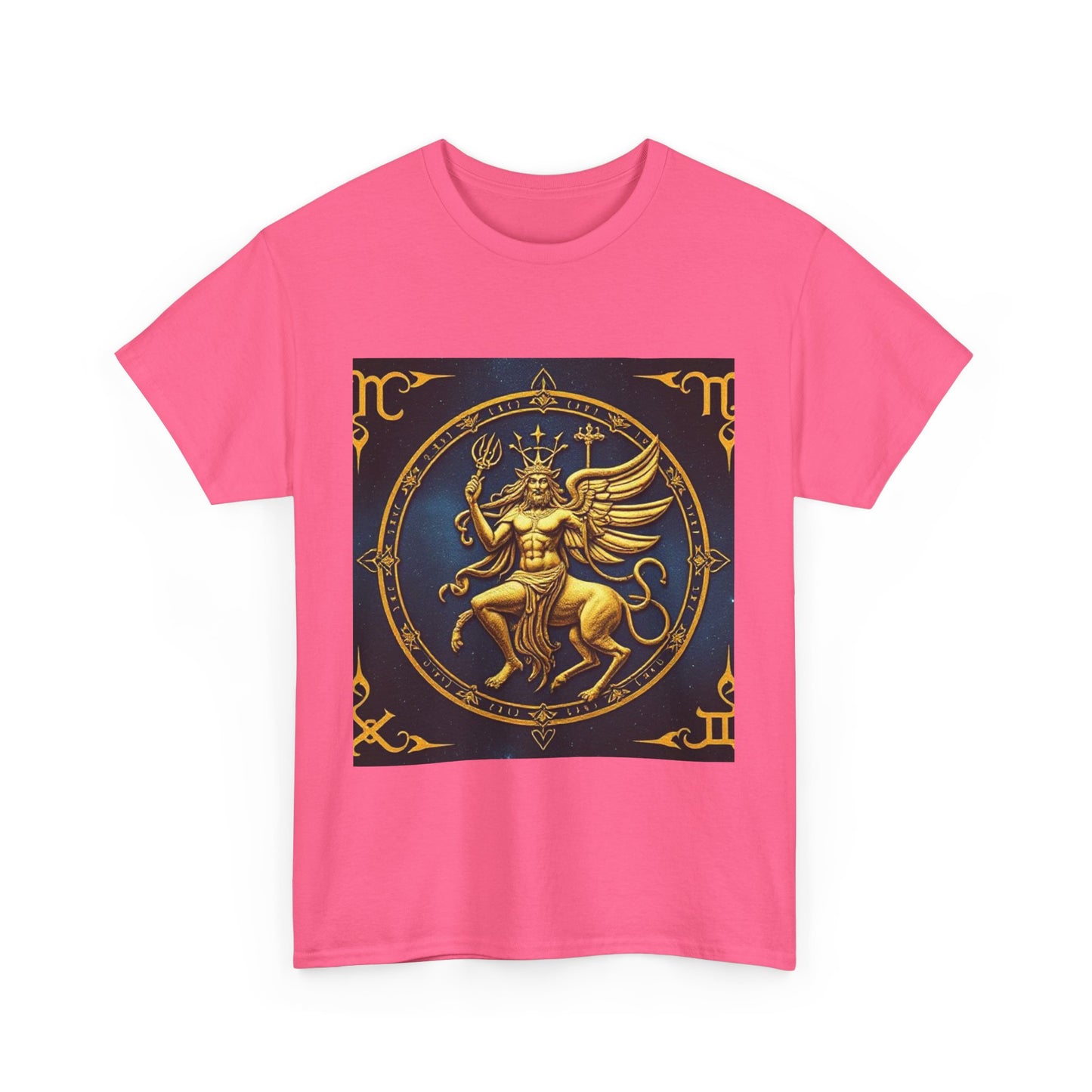 Unisex Heavy Cotton T-Shirt, Gold Angel, Symbol, Virgo Zodiac Design