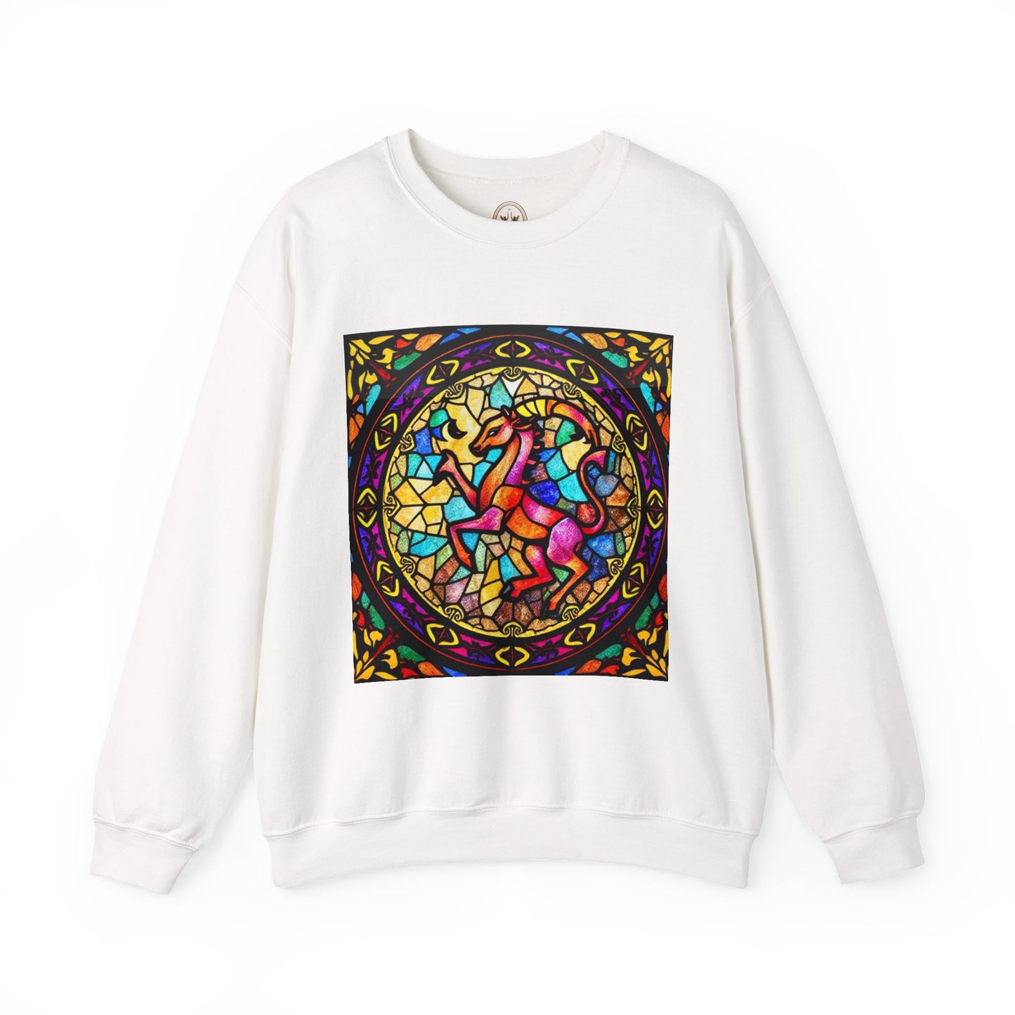 Unisex Heavy Blend™ Crewneck Sweatshirt, Glass, Aries Zodiac Design