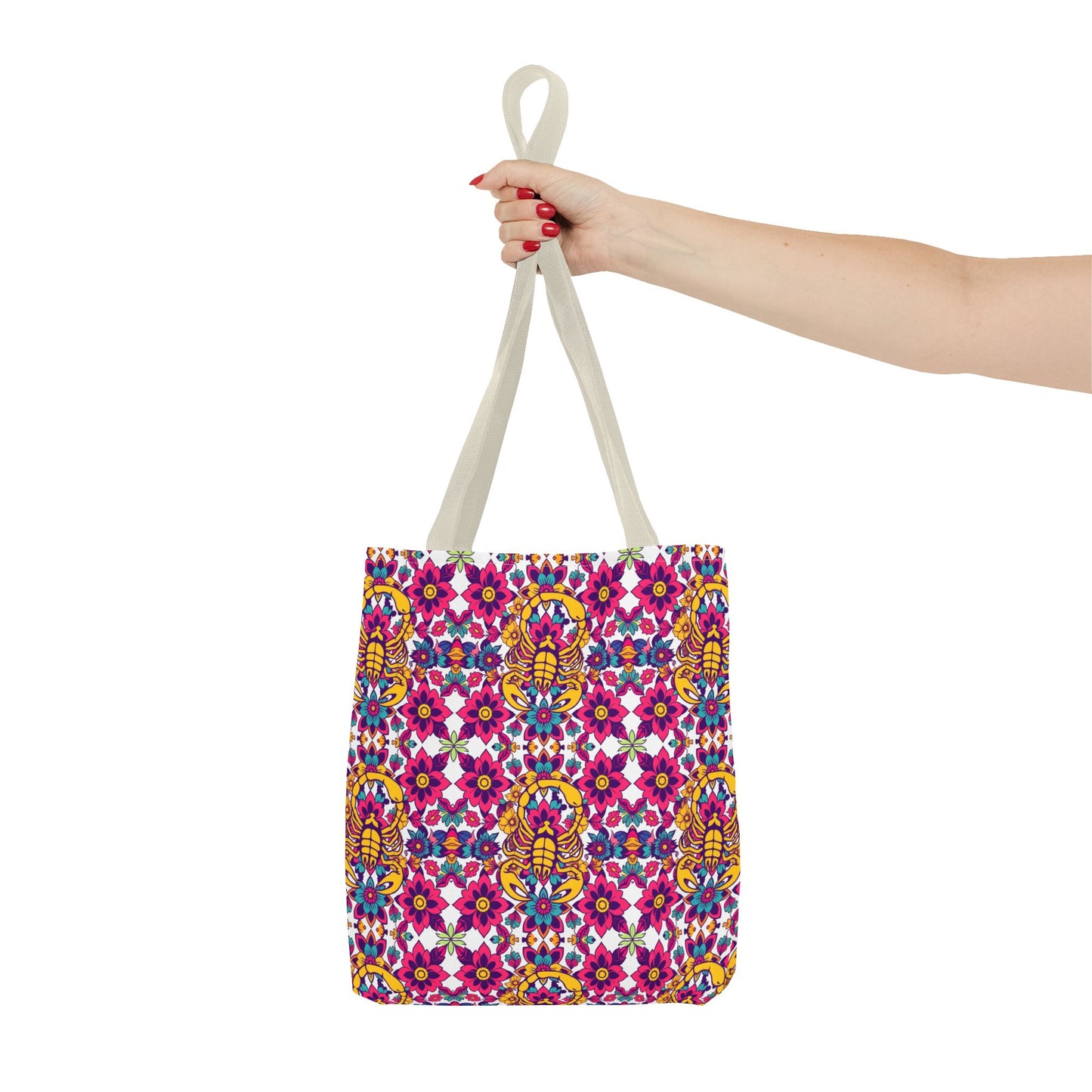 Tote Bag (AOP), Scorpio, Zodiac v1, Flower Pattern