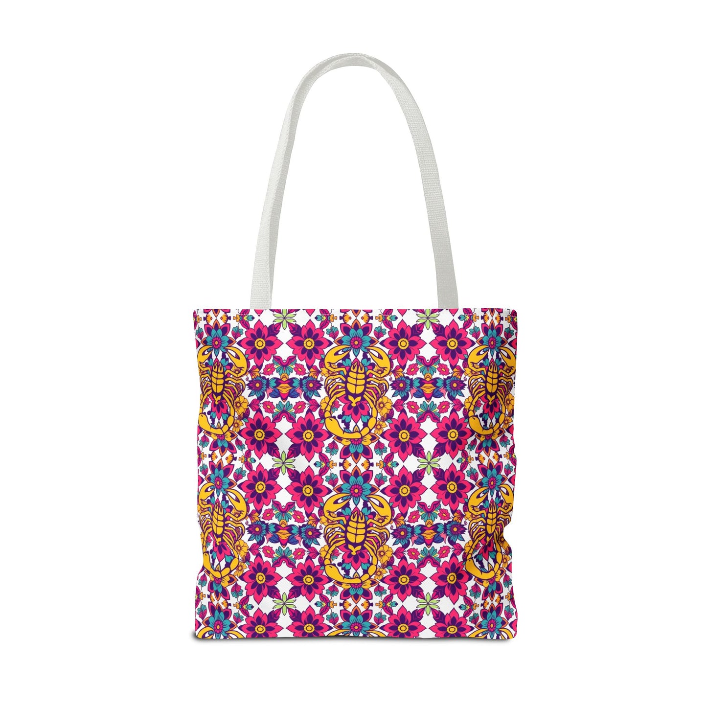 Tote Bag (AOP), Scorpio, Zodiac v1, Flower Pattern