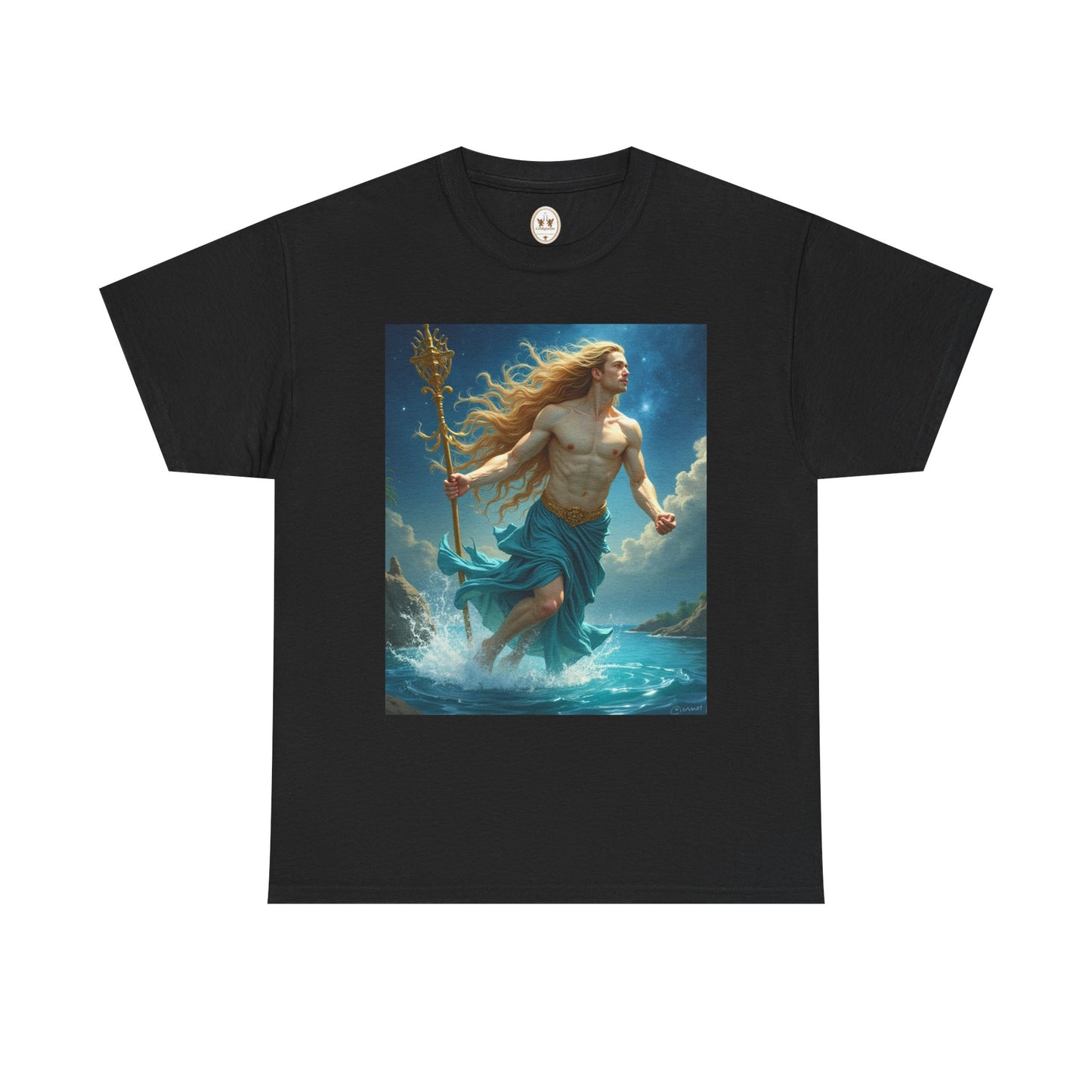 Unisex Heavy Cotton T-Shirt, Realistic, Aquarius Zodiac Design