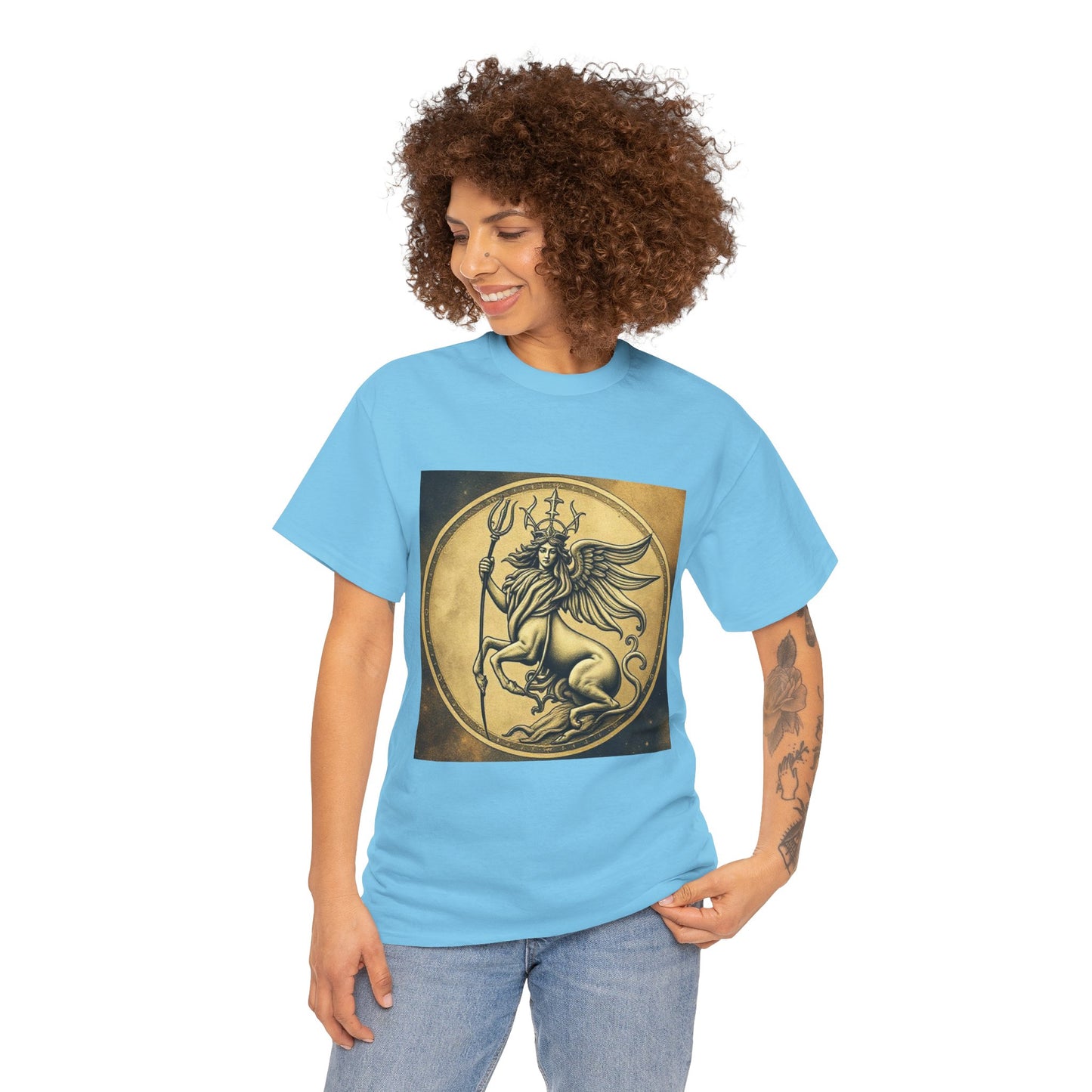 Unisex Heavy Cotton T-Shirt, Angel Animal, Virgo Zodiac Design