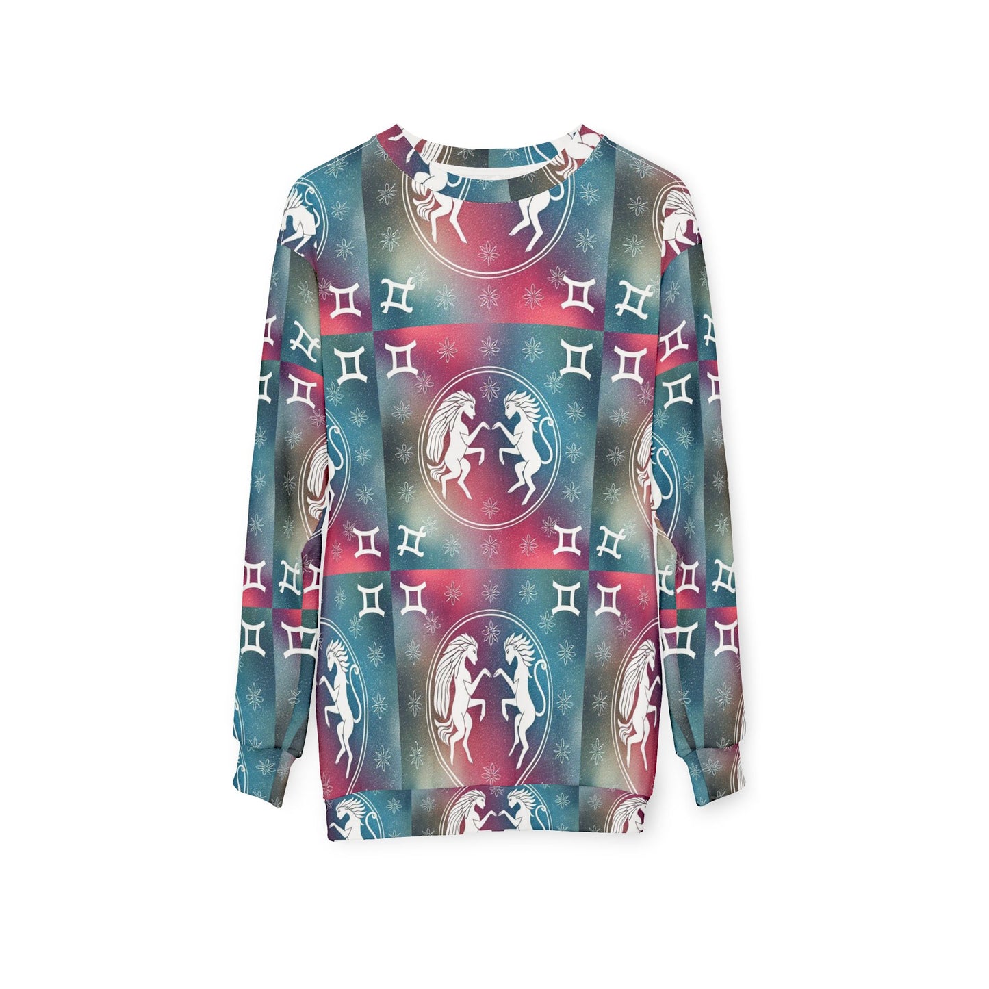 Unisex Sweatshirt, Zodiac Design, Pattern v1, Gemini, AOP