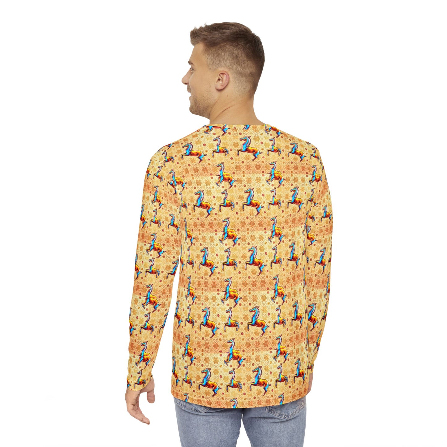 Men's Long Sleeve Shirt, (AOP), Virgo, Zodiac v2, Pattern
