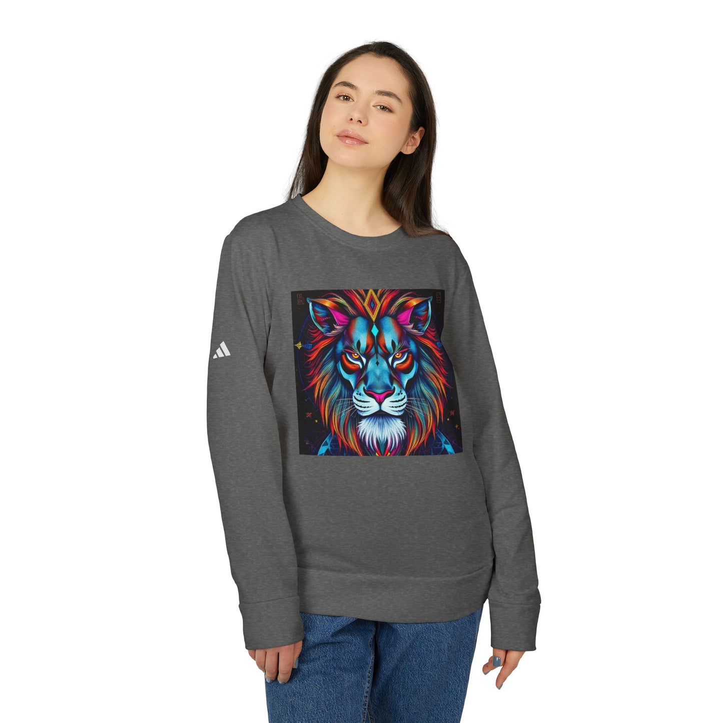 Adidas, Unisex Fleece Crewneck Sweatshirt, Leo, Pop Art v1, Zodiac