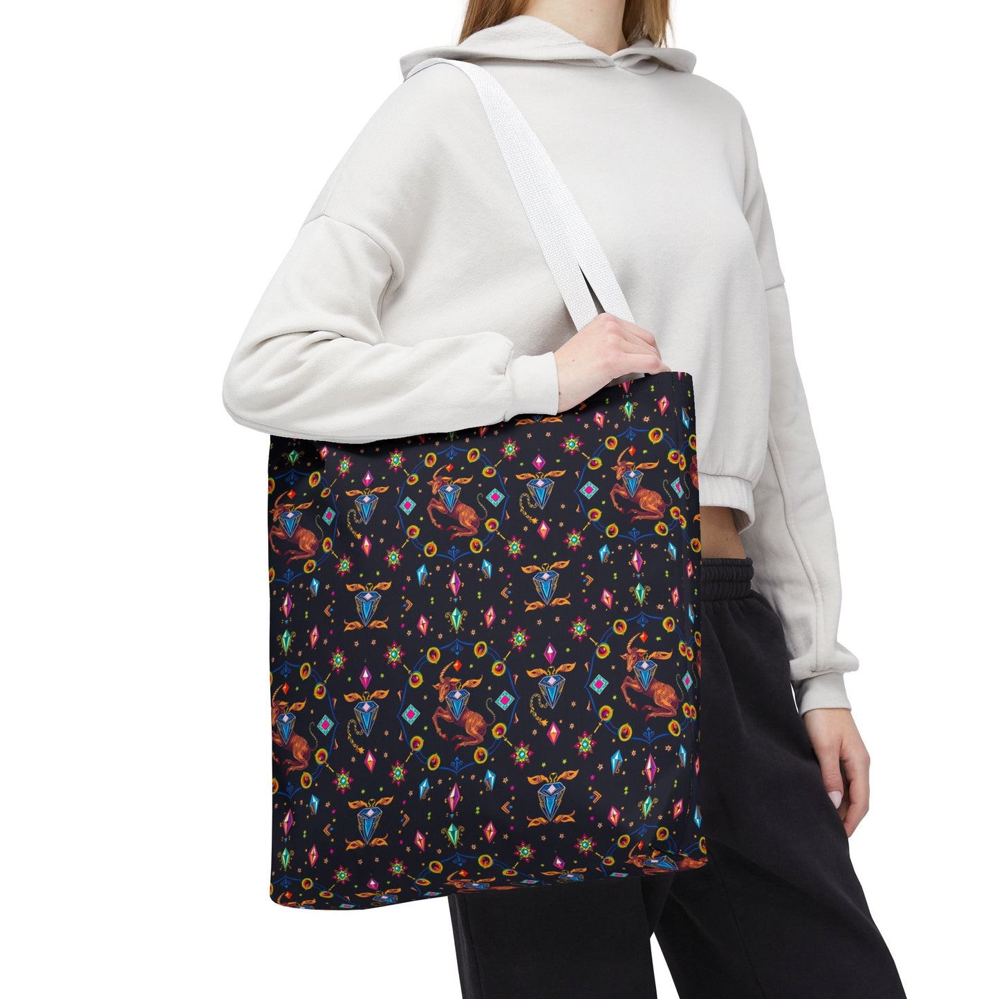 Tote Bag (AOP), Capricorn, Zodiac v1, Jewel Pattern