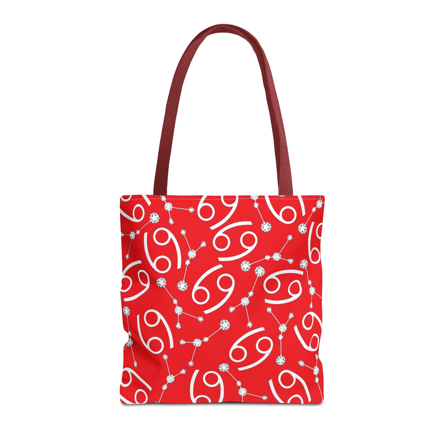 Tote Bag, Cancer Zodiac Sign, AOP, (Red, White)