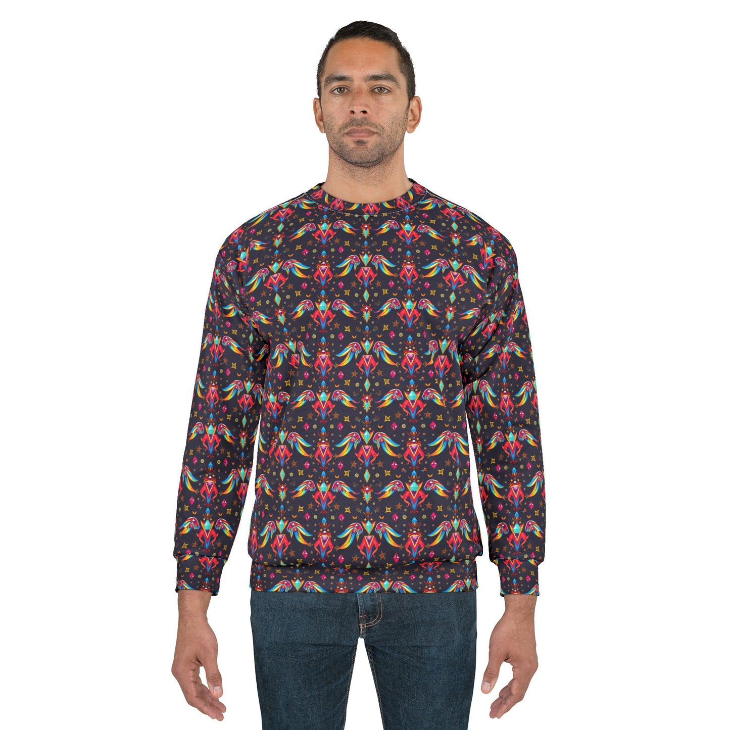 Unisex Sweatshirt (AOP), Virgo, Zodiac v4, Jewel Pattern
