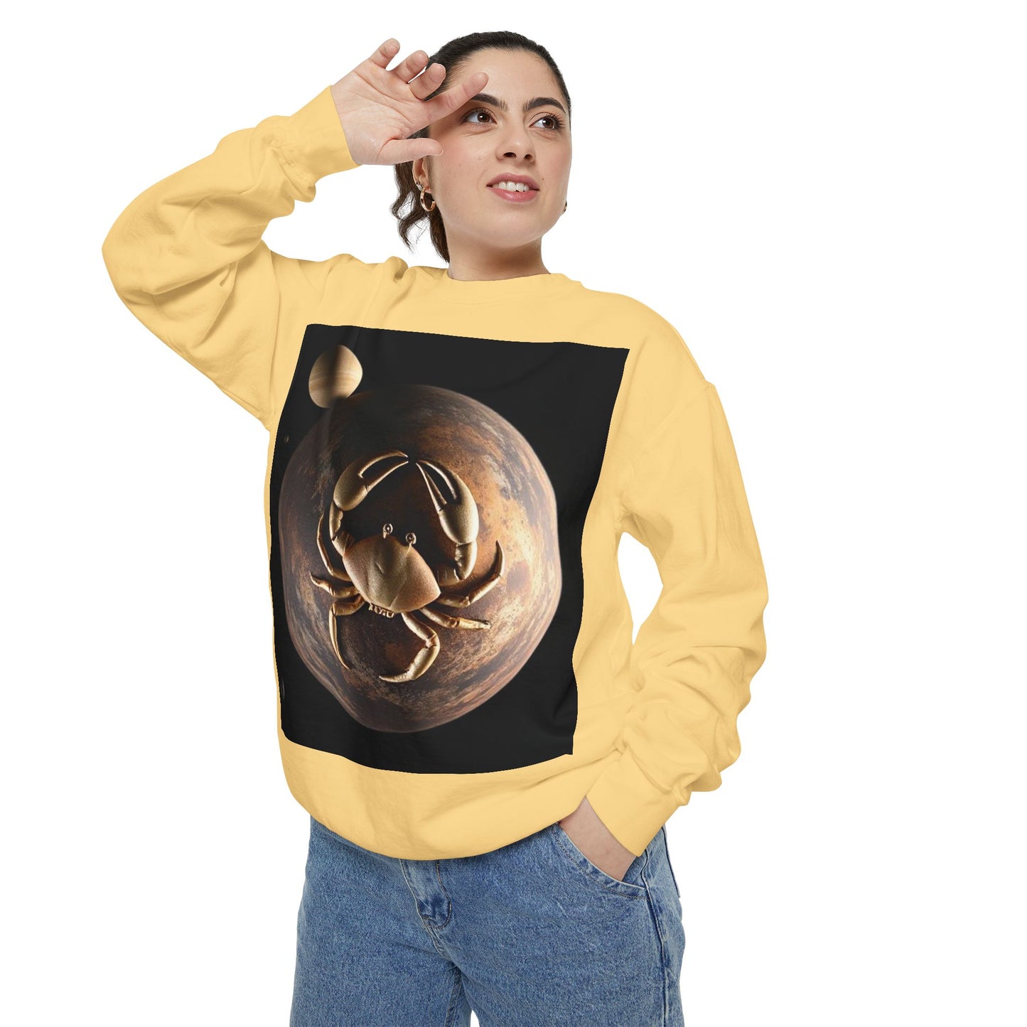 Garment-Dyed Sweatshirt, Unisex, Space Animal Design v1, Cancer