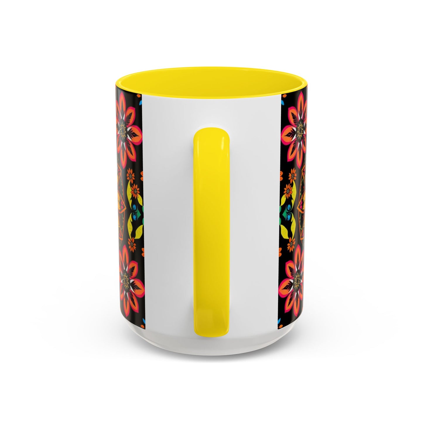 Accent Coffee Mug, Sagittarius, Zodiac v2. Flower Pattern, (11, 15oz)