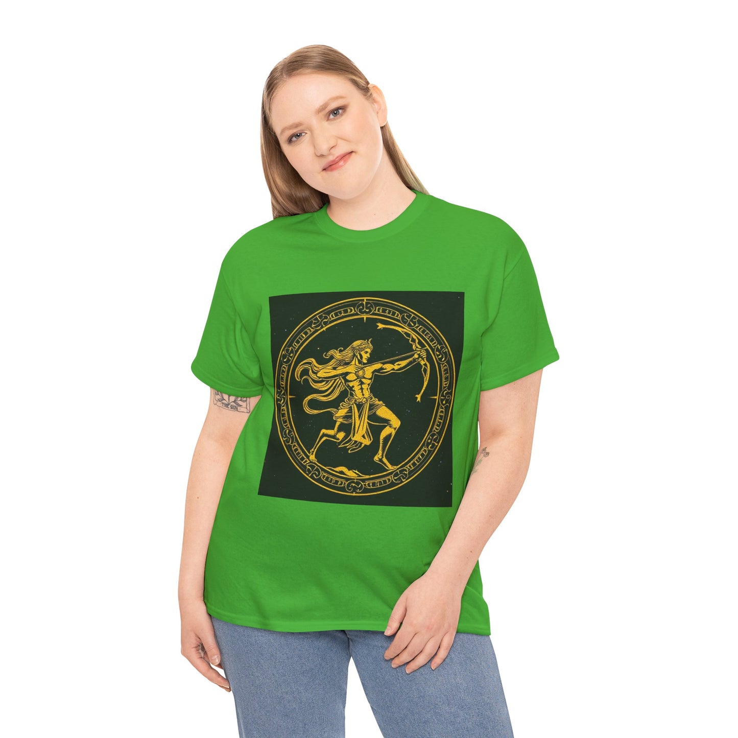 Unisex Heavy Cotton T-Shirt, Mythical Faun/Satyr, Sagittarius Zodiac Design