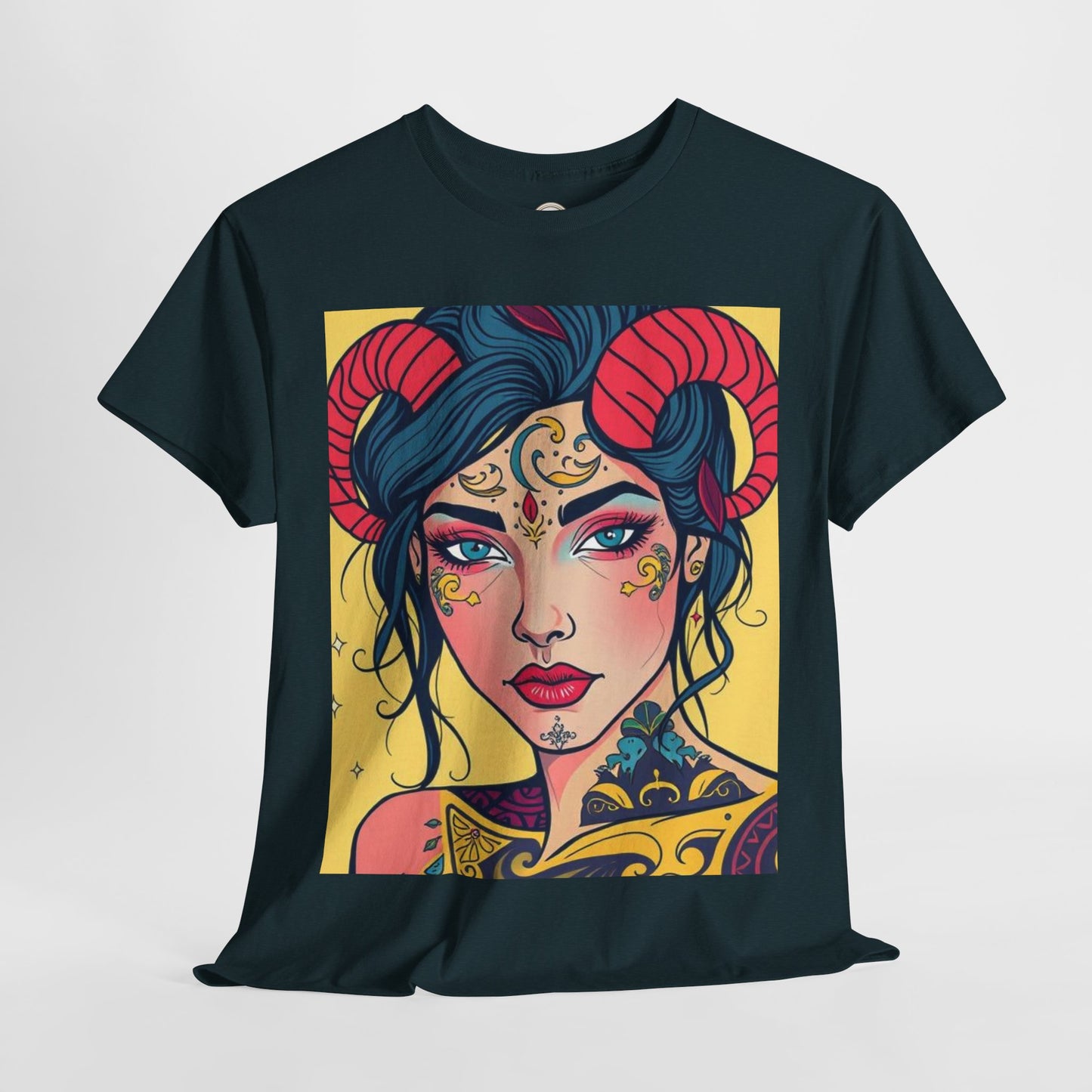 Unisex Heavy Cotton T-Shirt, Aries, Zodiac, Sexy Art
