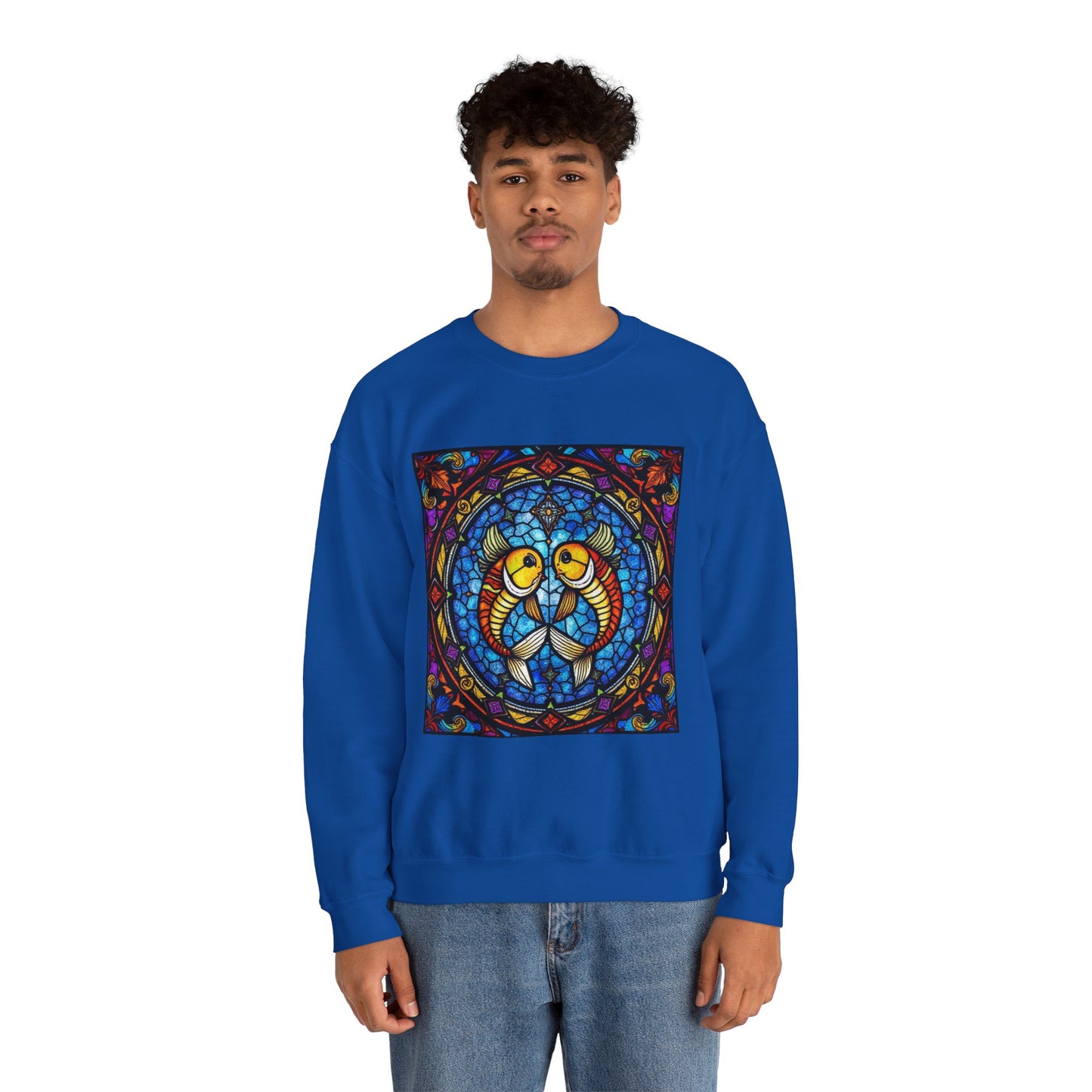 Unisex Heavy Blend™ Crewneck Sweatshirt, Glass 1, Pisces Zodiac Design