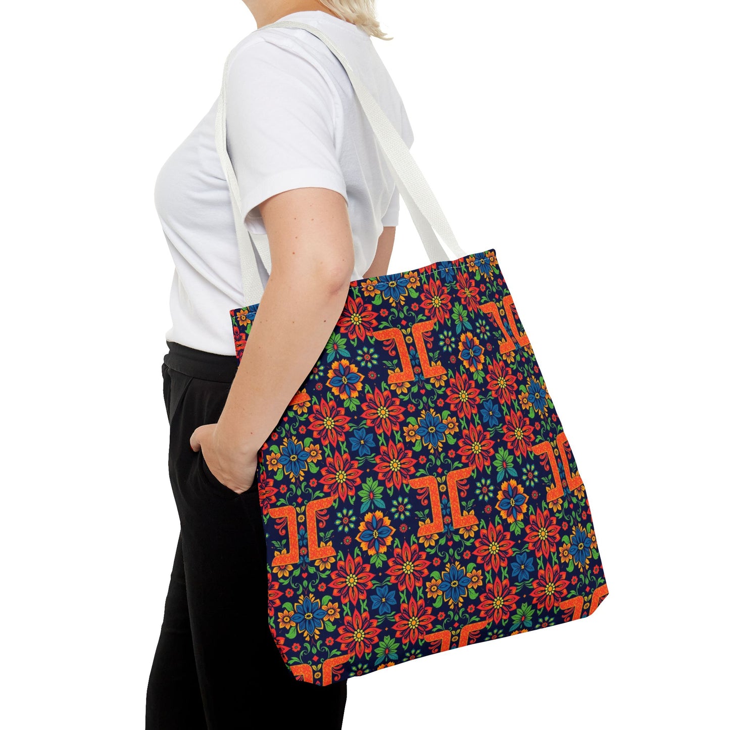 Tote Bag, (AOP), Gemini, Zodiac v1, Flower Pattern