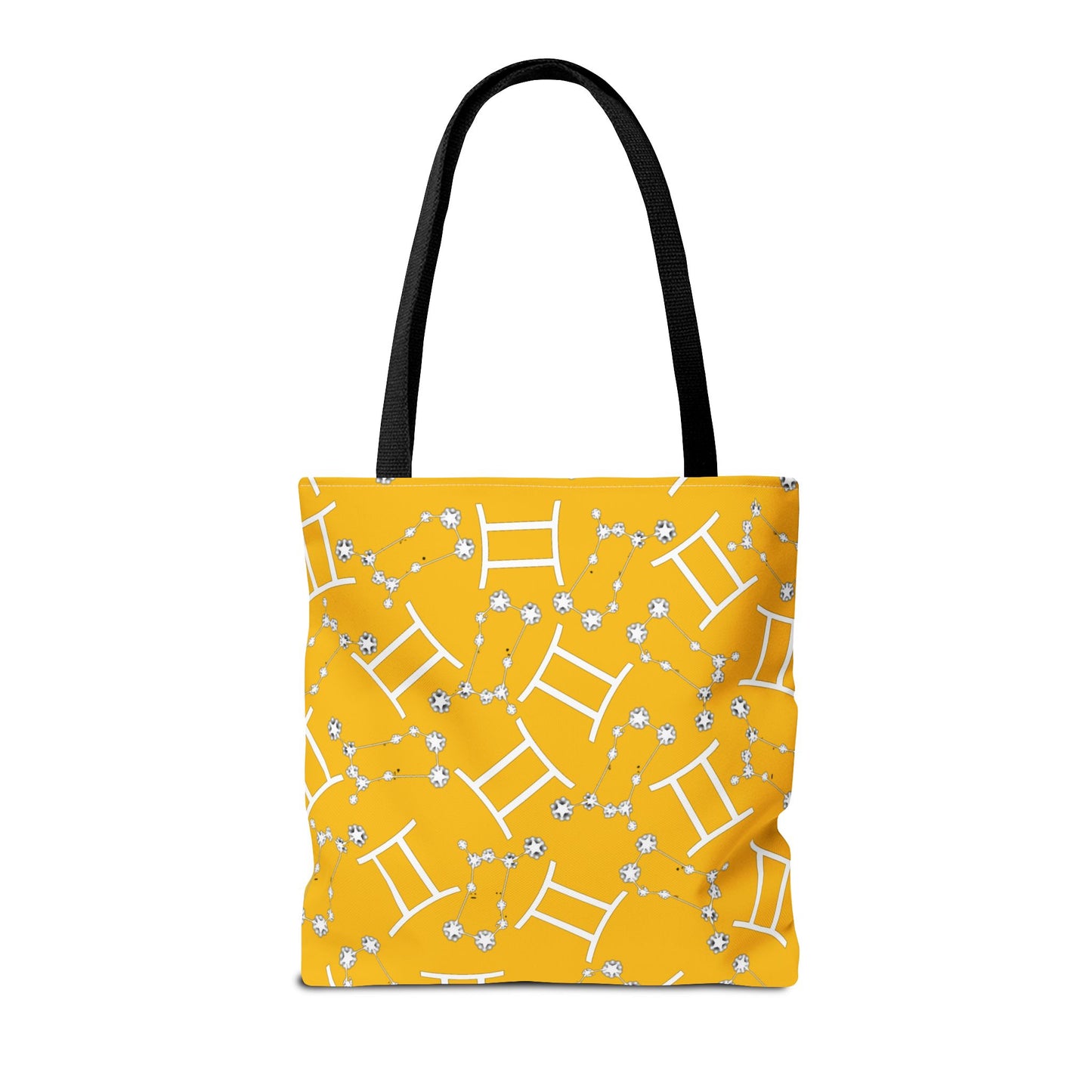 Tote Bag, Gemini Zodiac Sign, AOP, (Yellow, White Print)