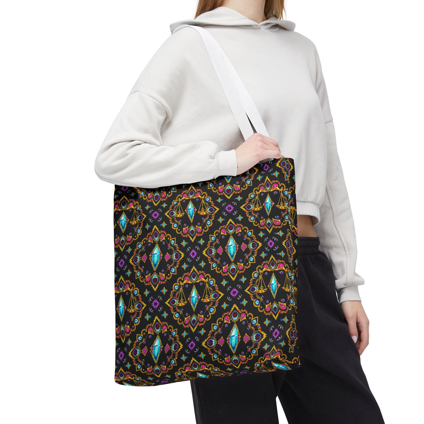 Tote Bag (AOP), Libra, Zodiac v1, Jewel Pattern