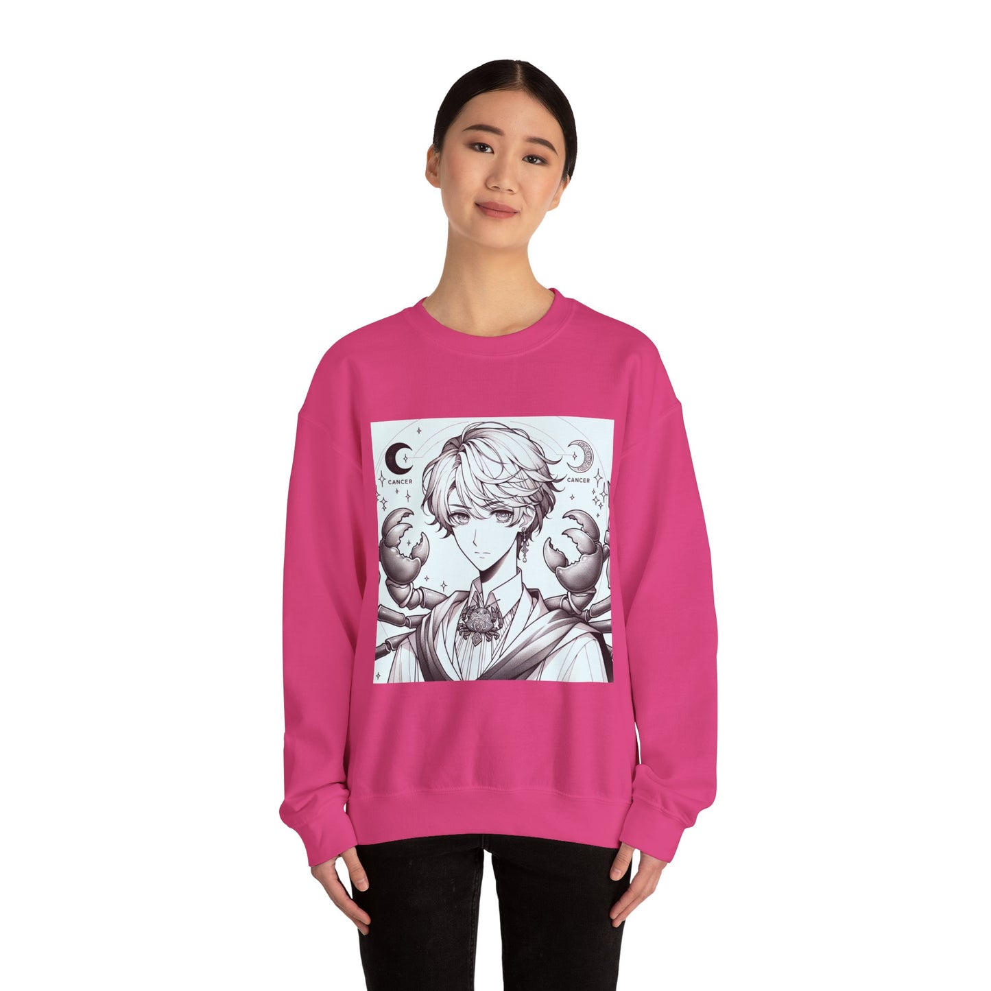 Unisex Heavy Blend™ Crewneck Sweatshirt,Two Moon, Cancer Zodiac Design