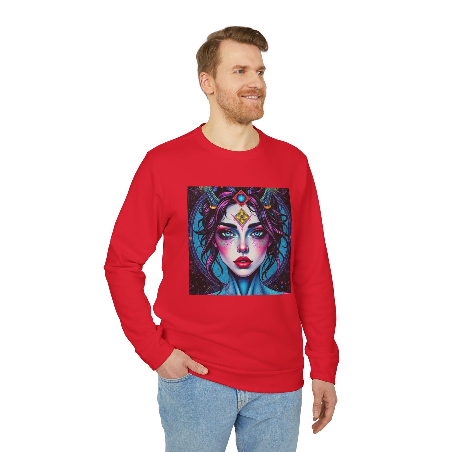 Adidas, Unisex Fleece Crewneck Sweatshirt, Aquarius, Pop Art, Zodiac