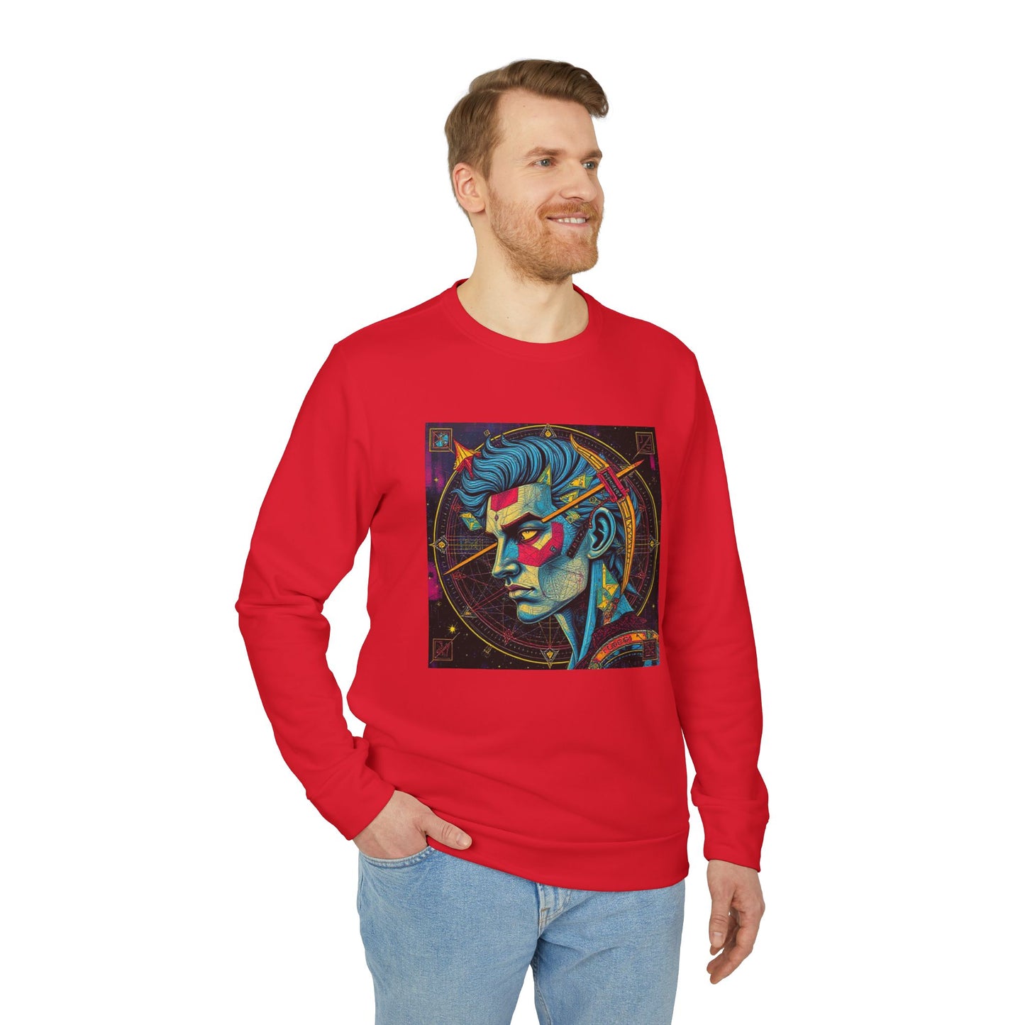 Adidas, Unisex Fleece Crewneck Sweatshirt, Sagittarius, Pop Art, Zodiac