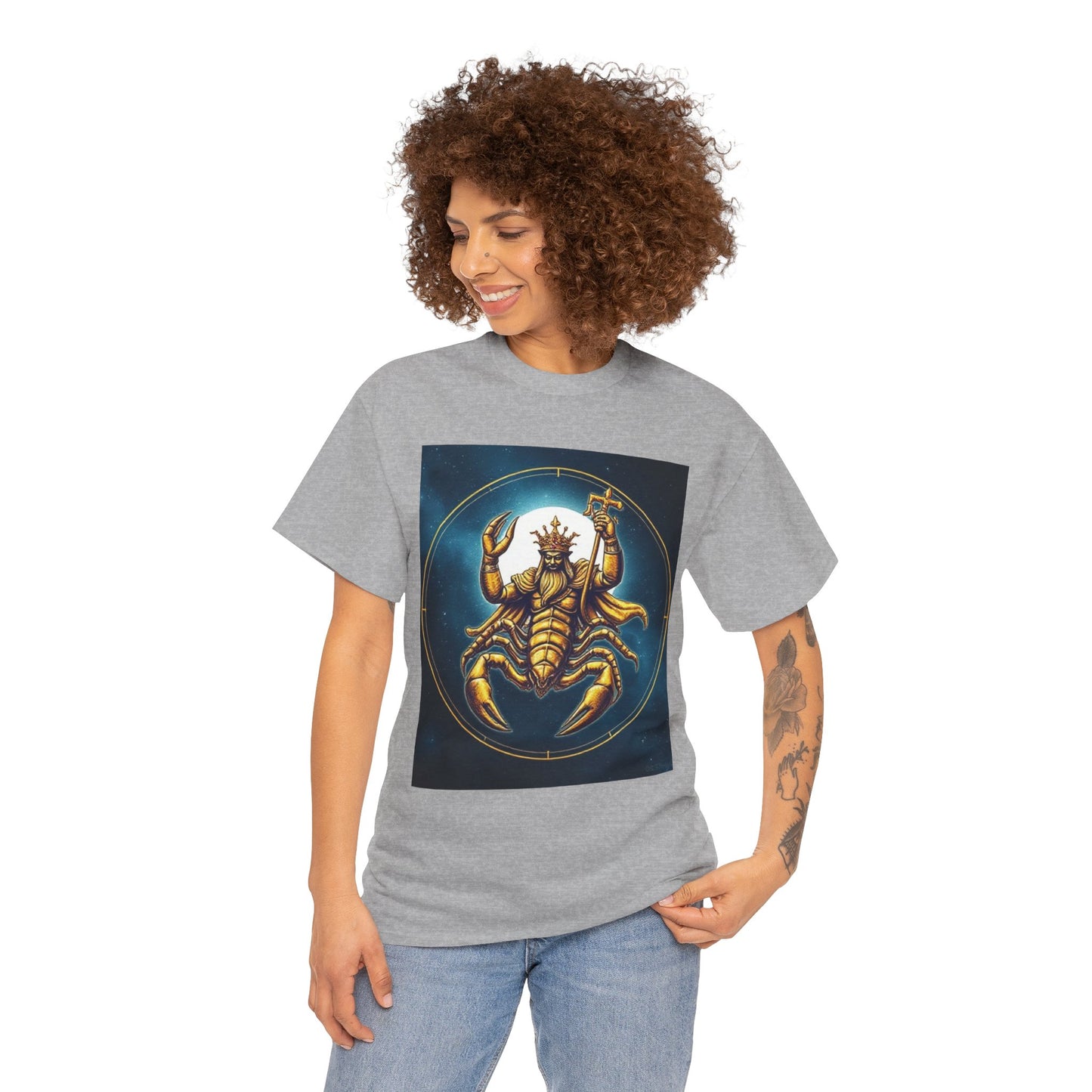 Unisex Heavy Cotton T-Shirt, Moon v1, Scorpio Zodiac Design