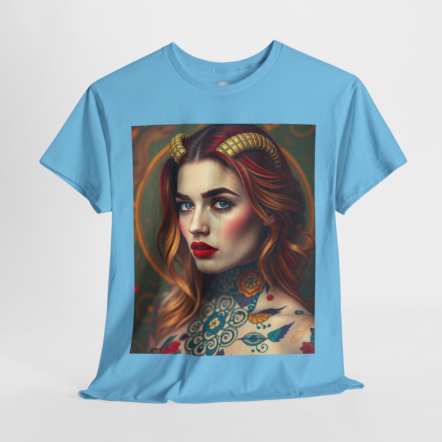 Unisex Heavy Cotton T-Shirt, Capricorn, Zodiac v3, Sexy Art