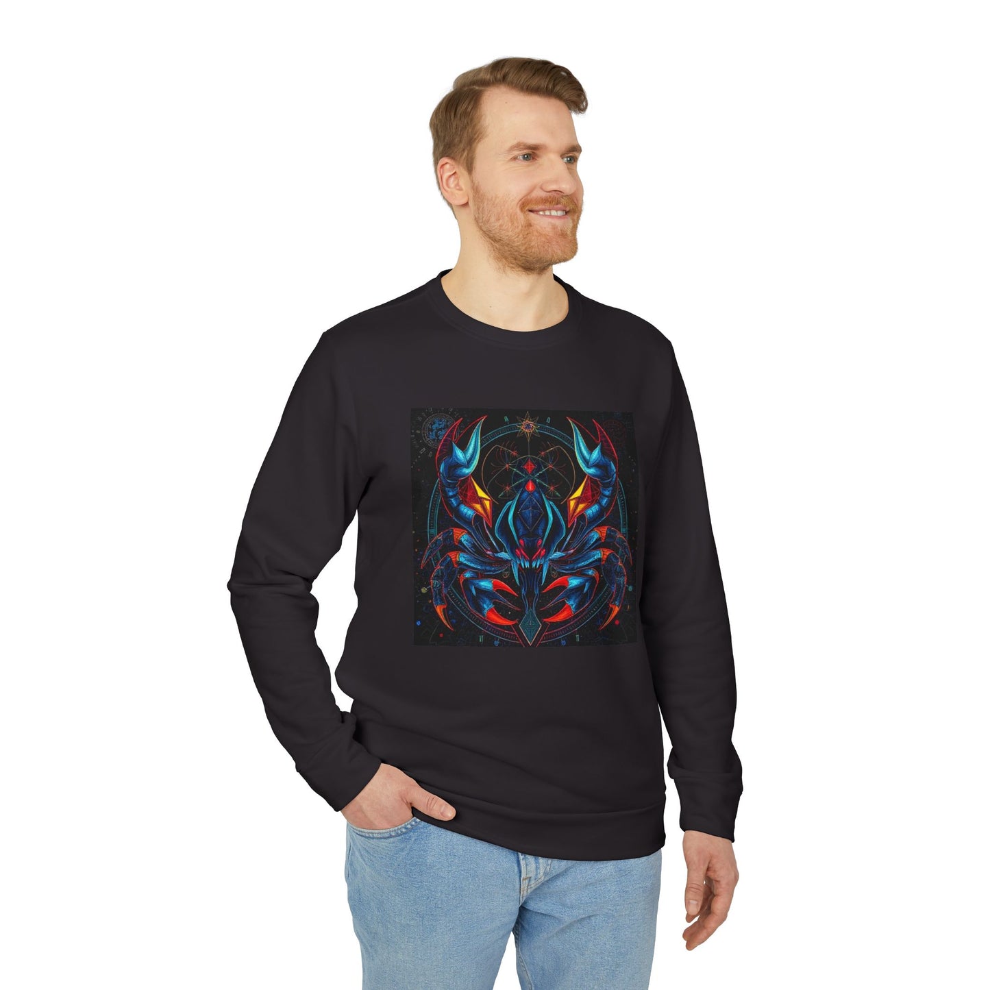 Adidas, Unisex Fleece Crewneck Sweatshirt, Scorpio, Pop Art, Zodiac