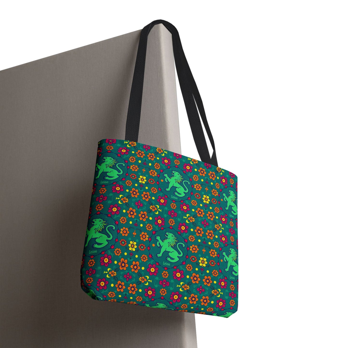 Tote Bag (AOP), Leo, Zodiac v1, Flower Pattern