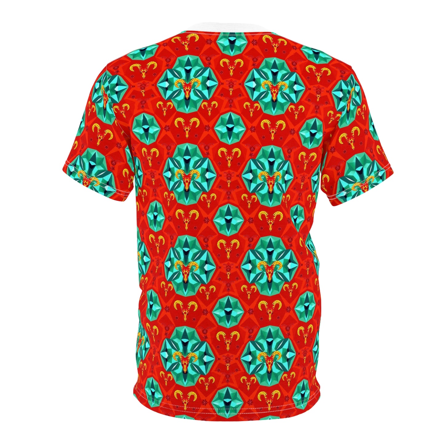 Unisex Cut & Sew T-Shirt, (AOP), Aries, Zodiac v2, Jewels Pattern
