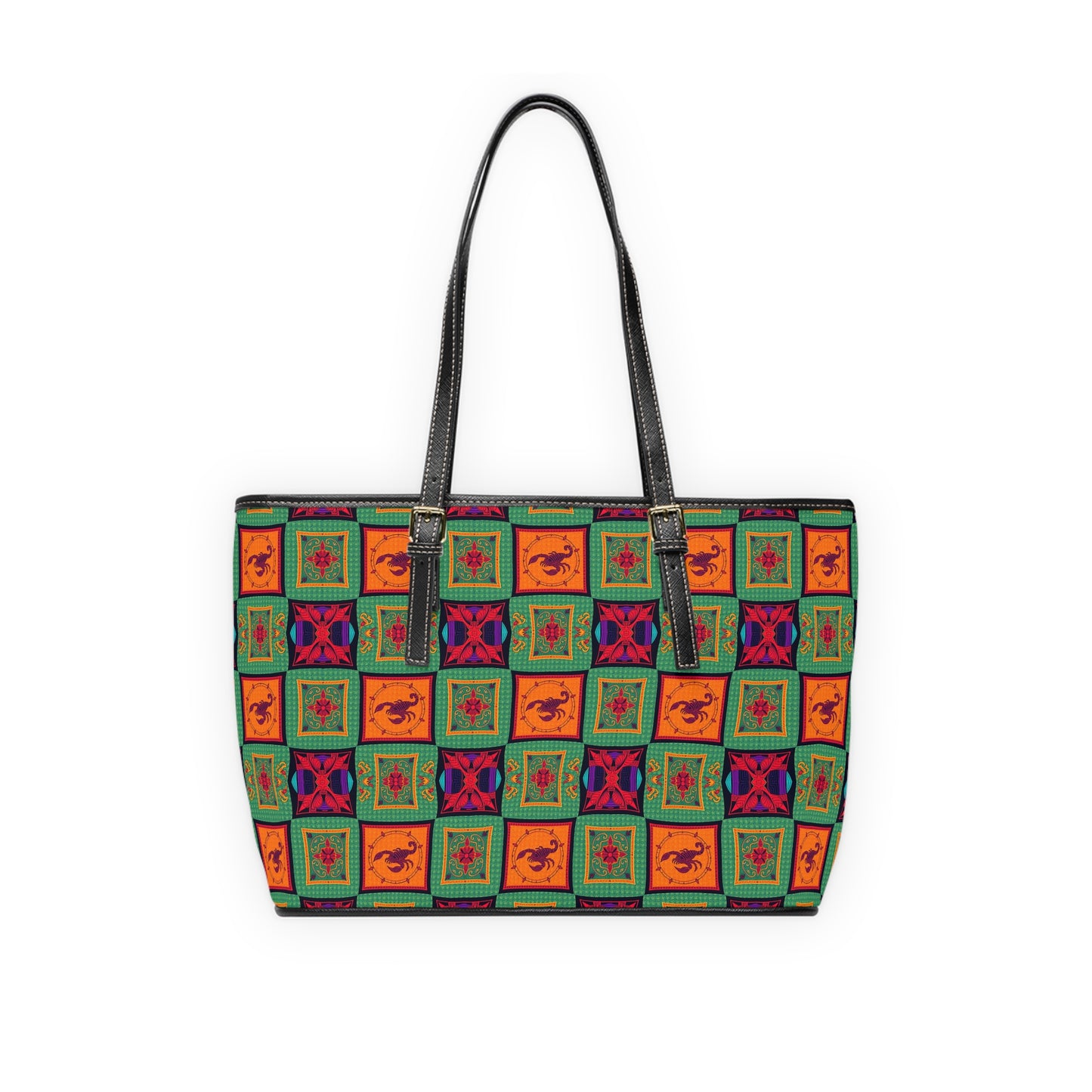 Leather Shoulder Bag, Scorpio, Zodiac v4, Shapes Pattern