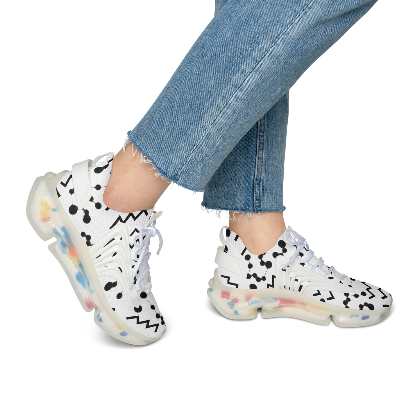 Women's Mesh Sneakers, Constellation & Symbol, Aquarius Zodiac Sign, AOP