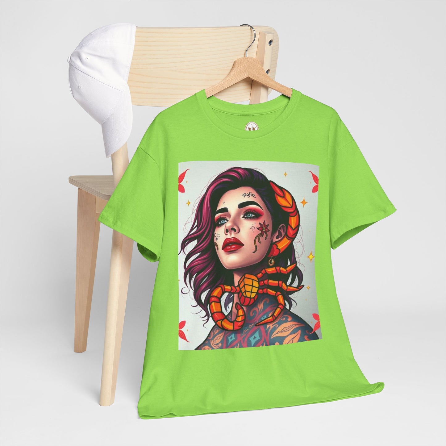 Unisex Heavy Cotton T-Shirt, Scorpio, Zodiac v3, Sexy Art