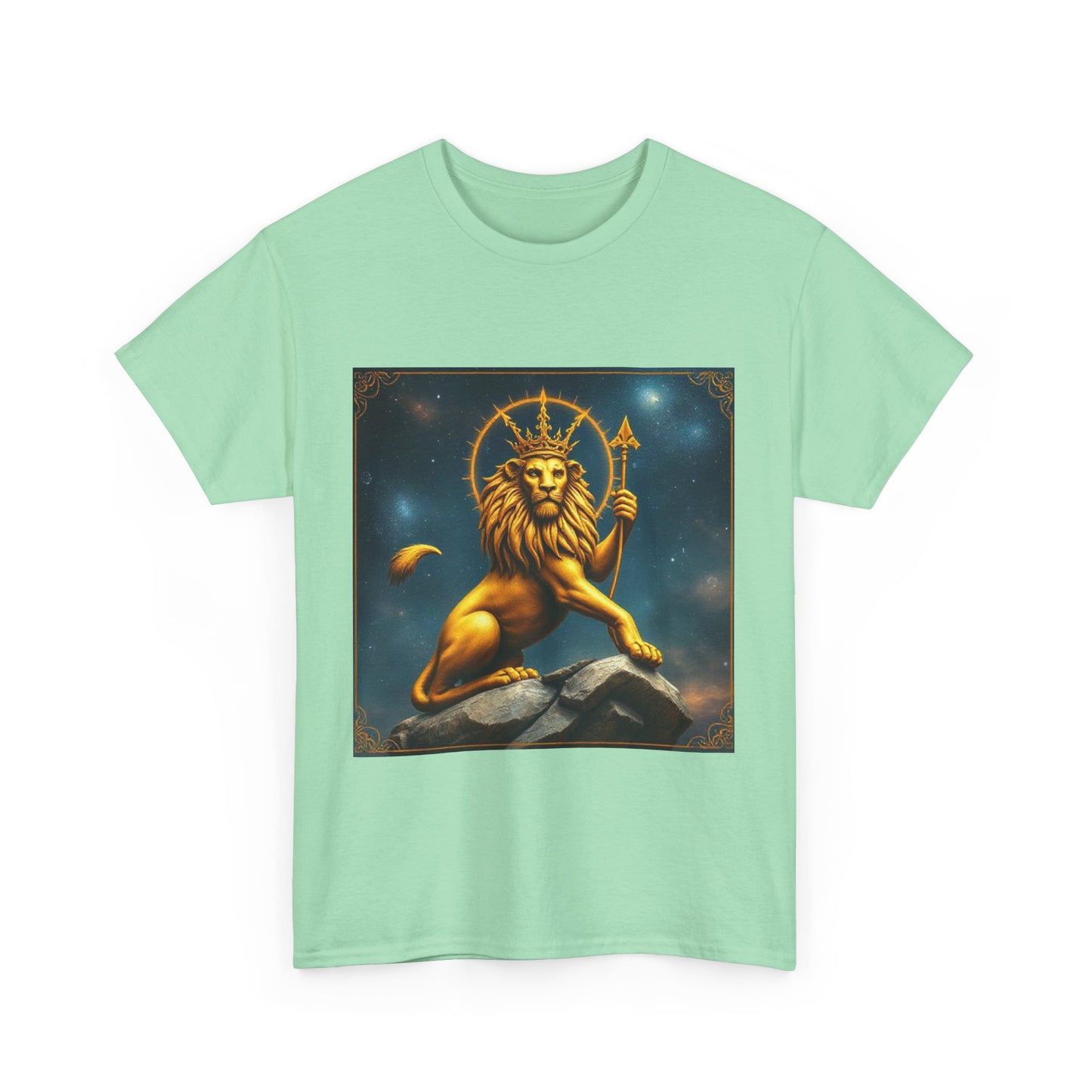 Unisex Heavy Cotton T-Shirt, King of Lions, Leo Zodiac Design