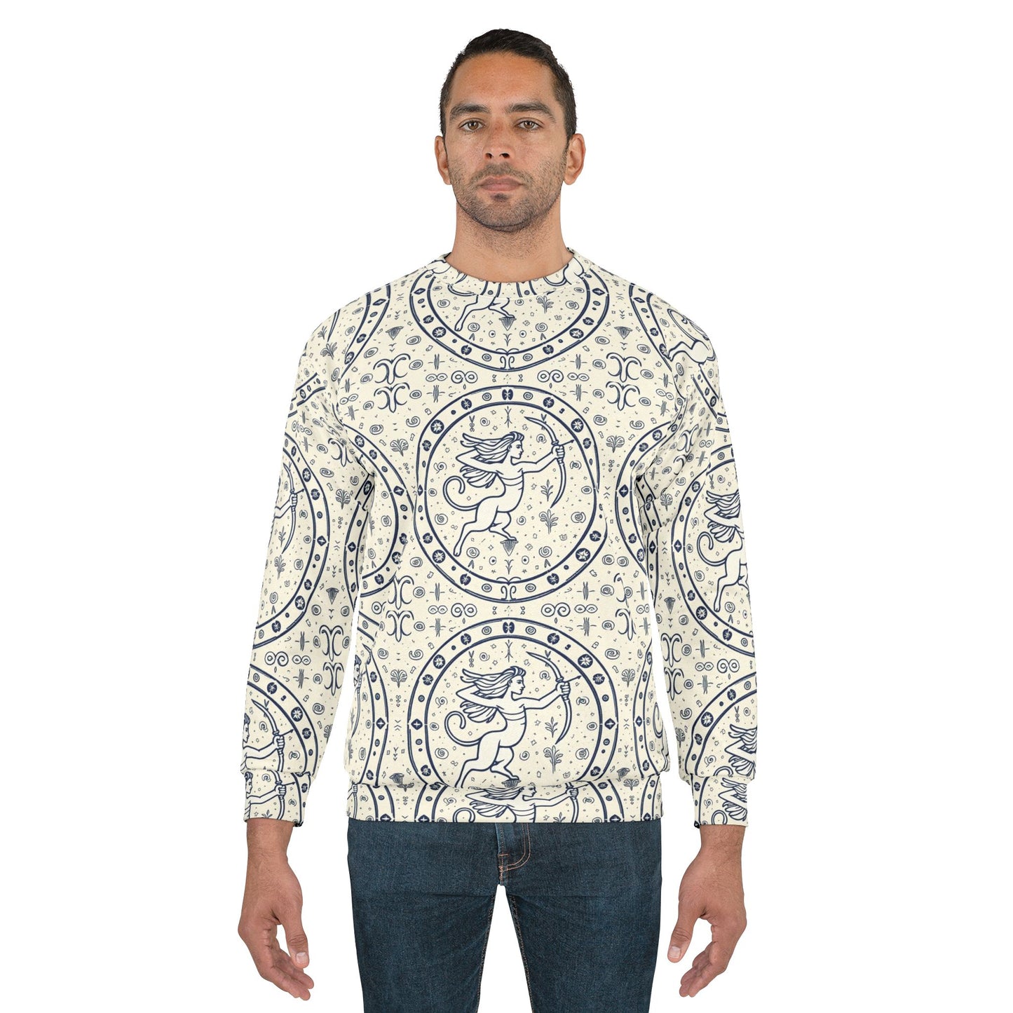 Unisex Sweatshirt, Zodiac Design, Pattern v1, Sagittarius, AOP