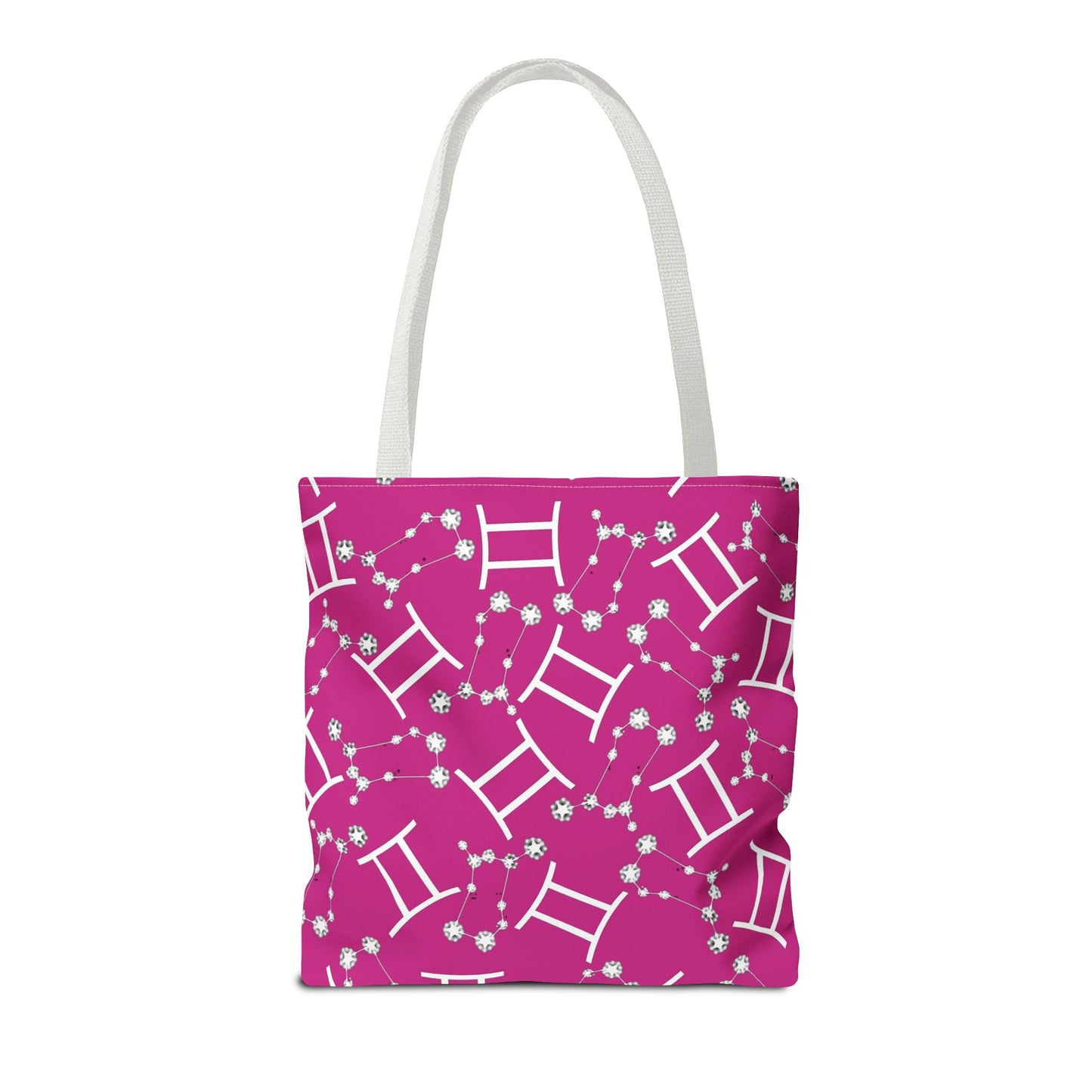 Tote Bag, Gemini Zodiac Sign, AOP, (Pink, White)