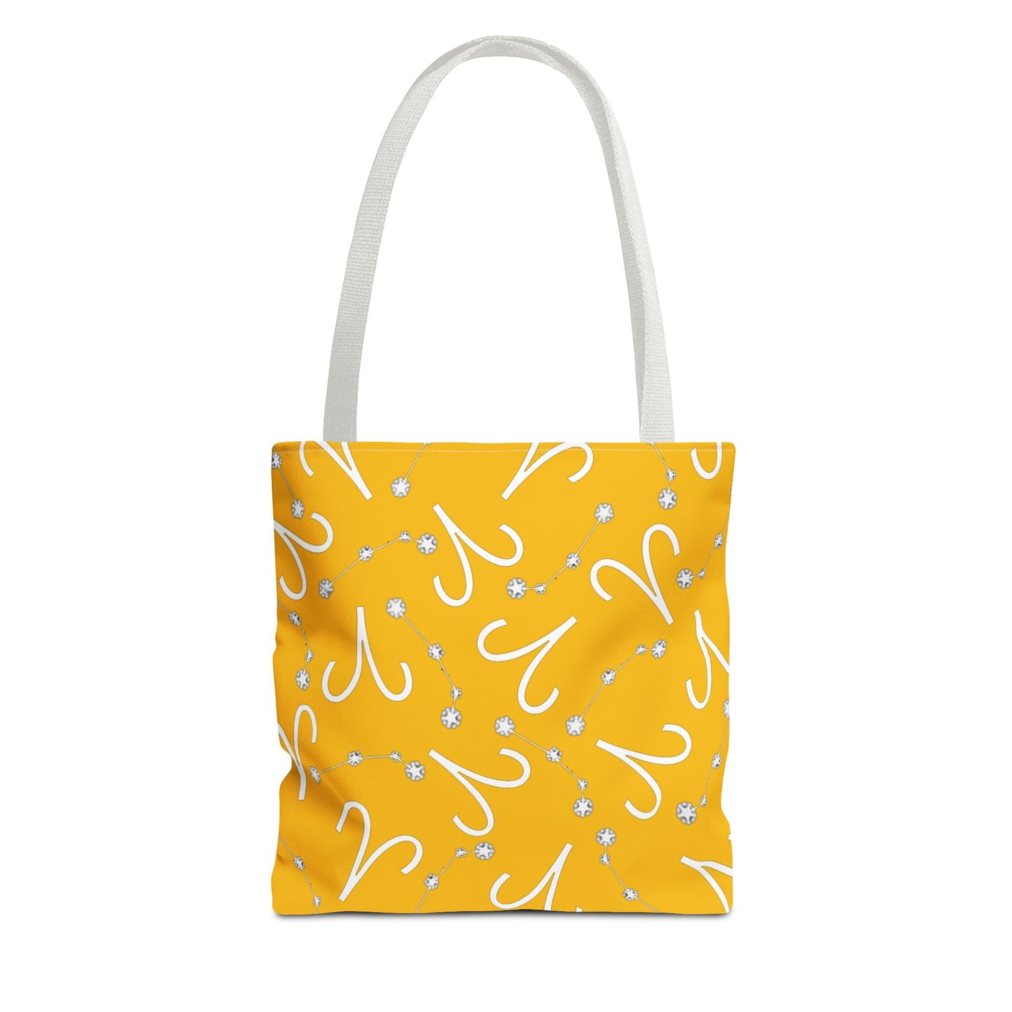 Tote Bag, Aries Zodiac Sign, AOP, (Yellow, White)