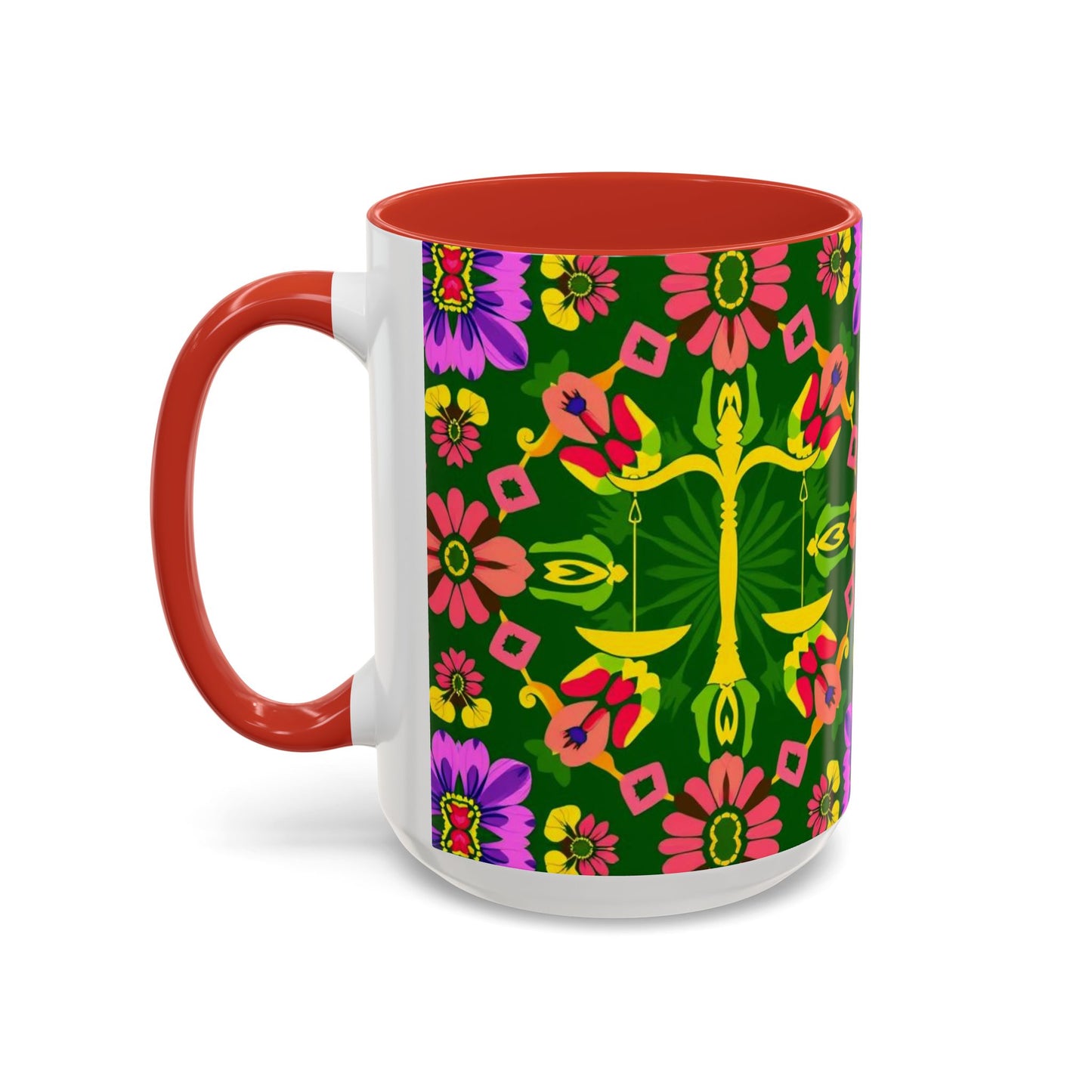 Accent Coffee Mug, Libra, Zodiac, Flower Pattern, (11, 15oz)