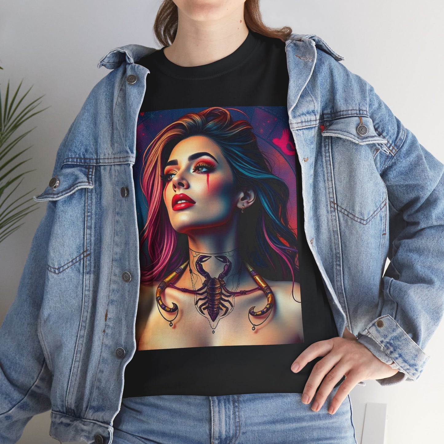 Unisex Heavy Cotton T-Shirt, Scorpio, Zodiac v1, Sexy Art