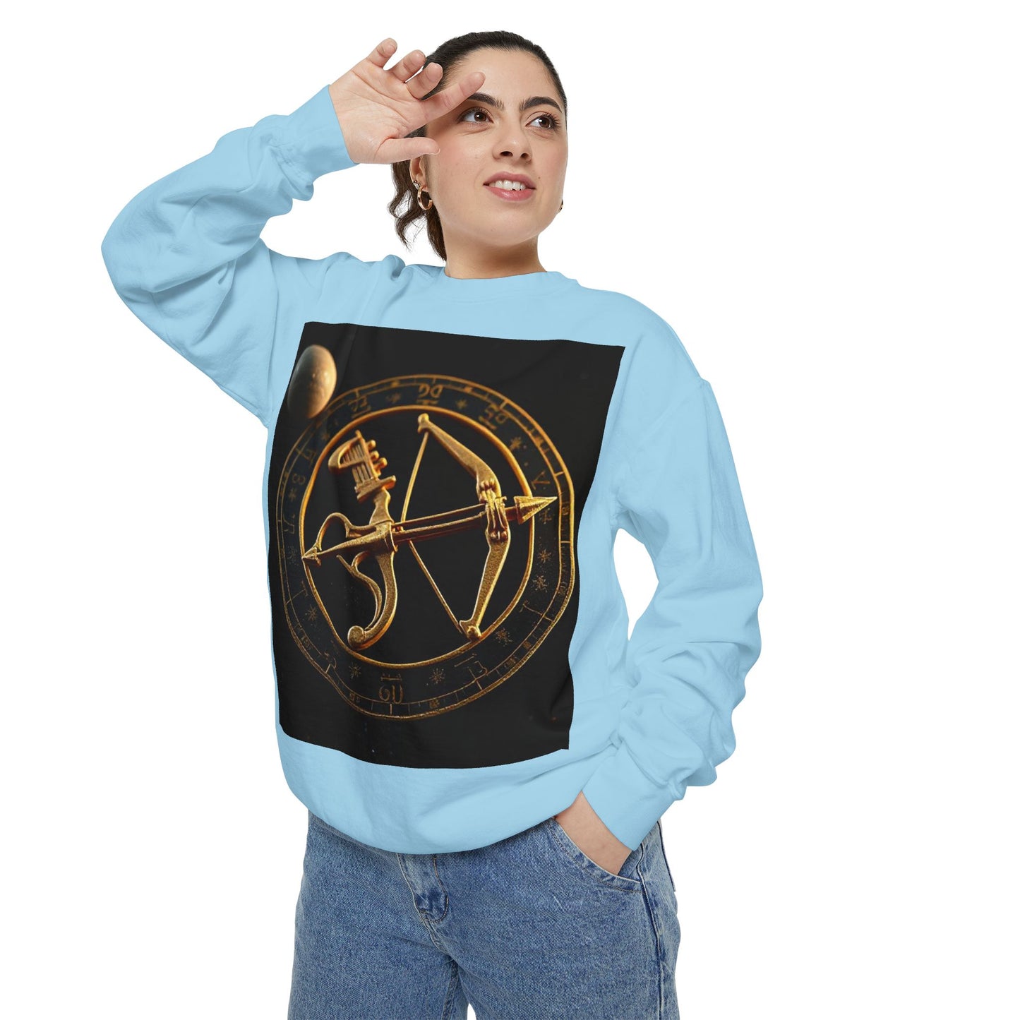 Garment-Dyed Sweatshirt, Unisex, Space Symbol Design, Sagittarius