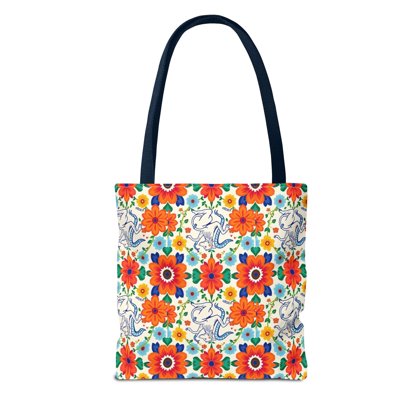Tote Bag (AOP), Virgo, Zodiac v1, Flower Pattern