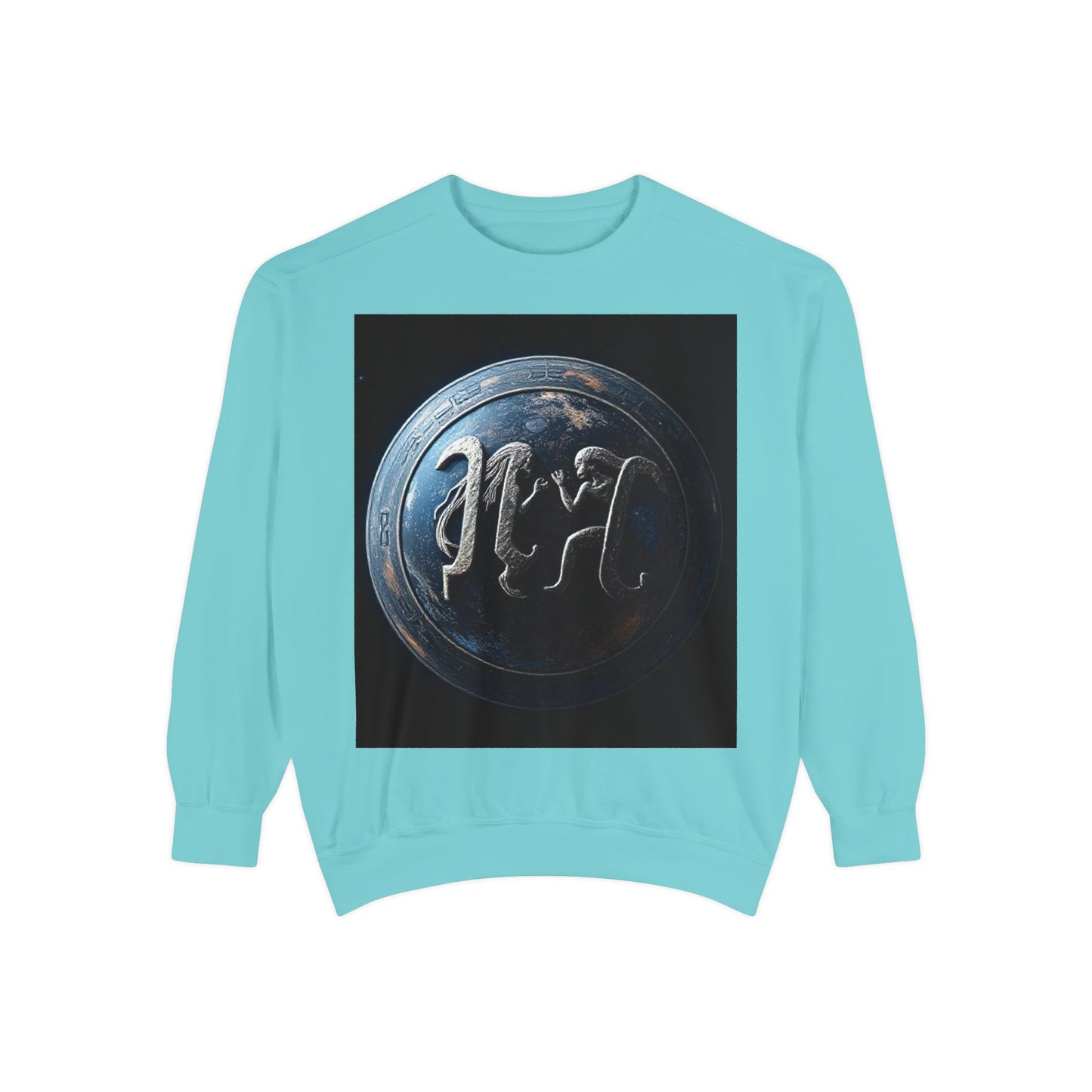 Garment-Dyed Sweatshirt, Unisex, Space Symbol Design, Gemini