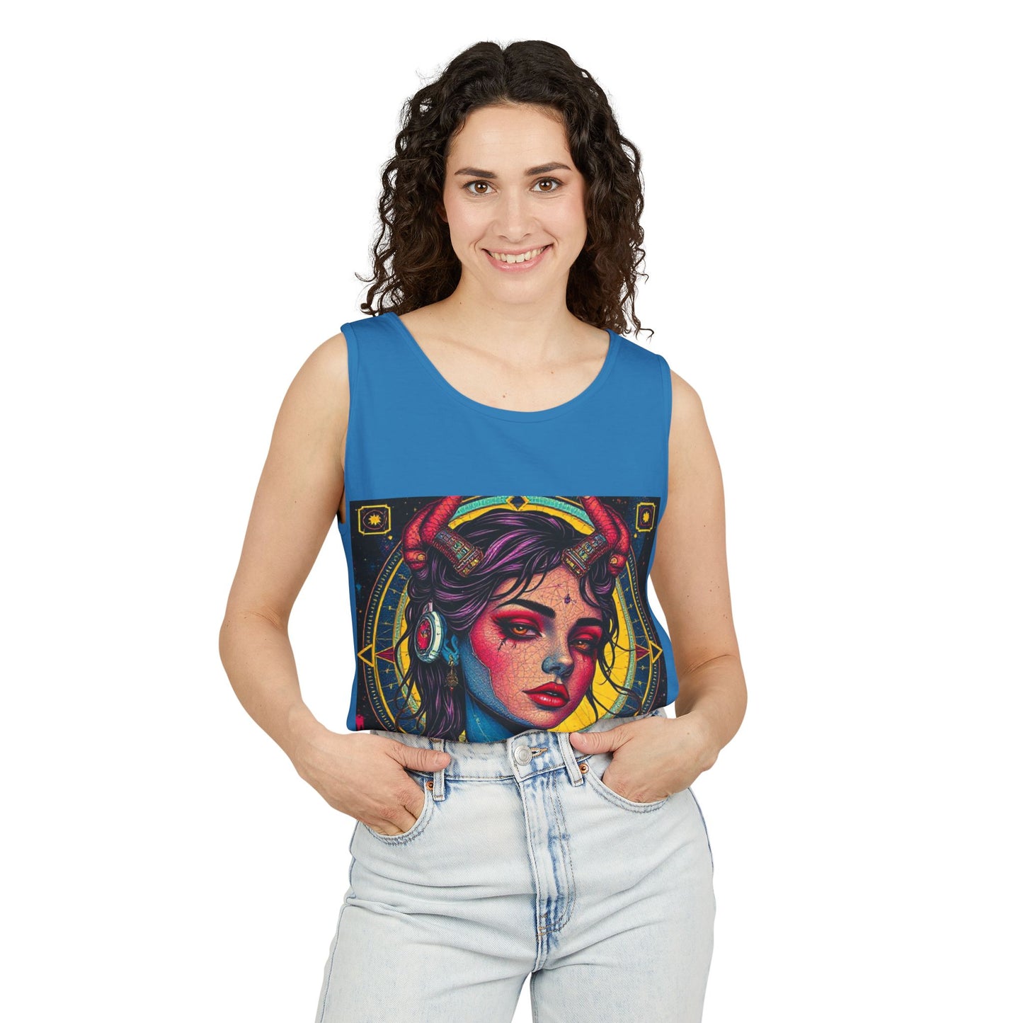 Unisex Garment-Dyed, Tank Top, Scorpio Design, Pop Art, 100% US cotton