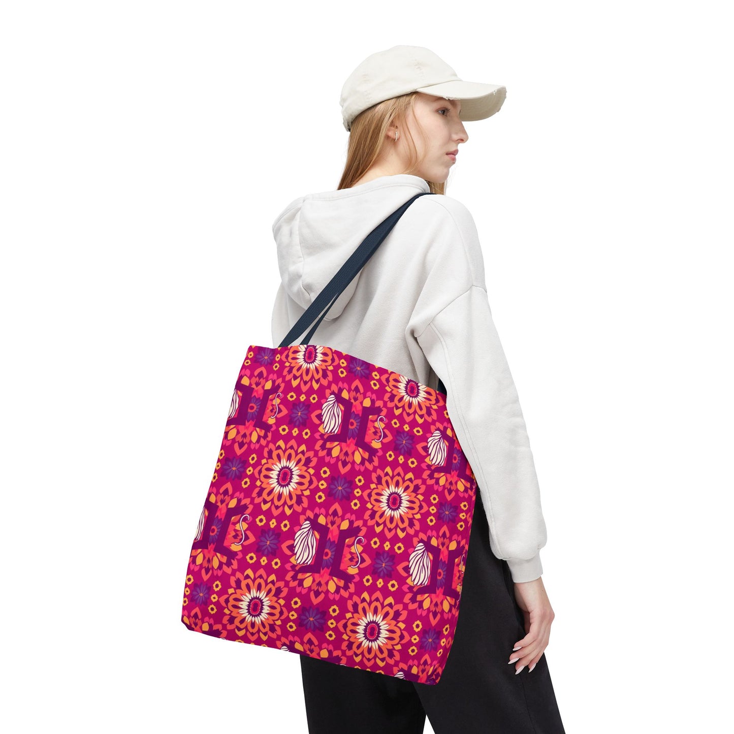 Tote Bag (AOP), Gemini, Zodiac v1, Flower Pattern