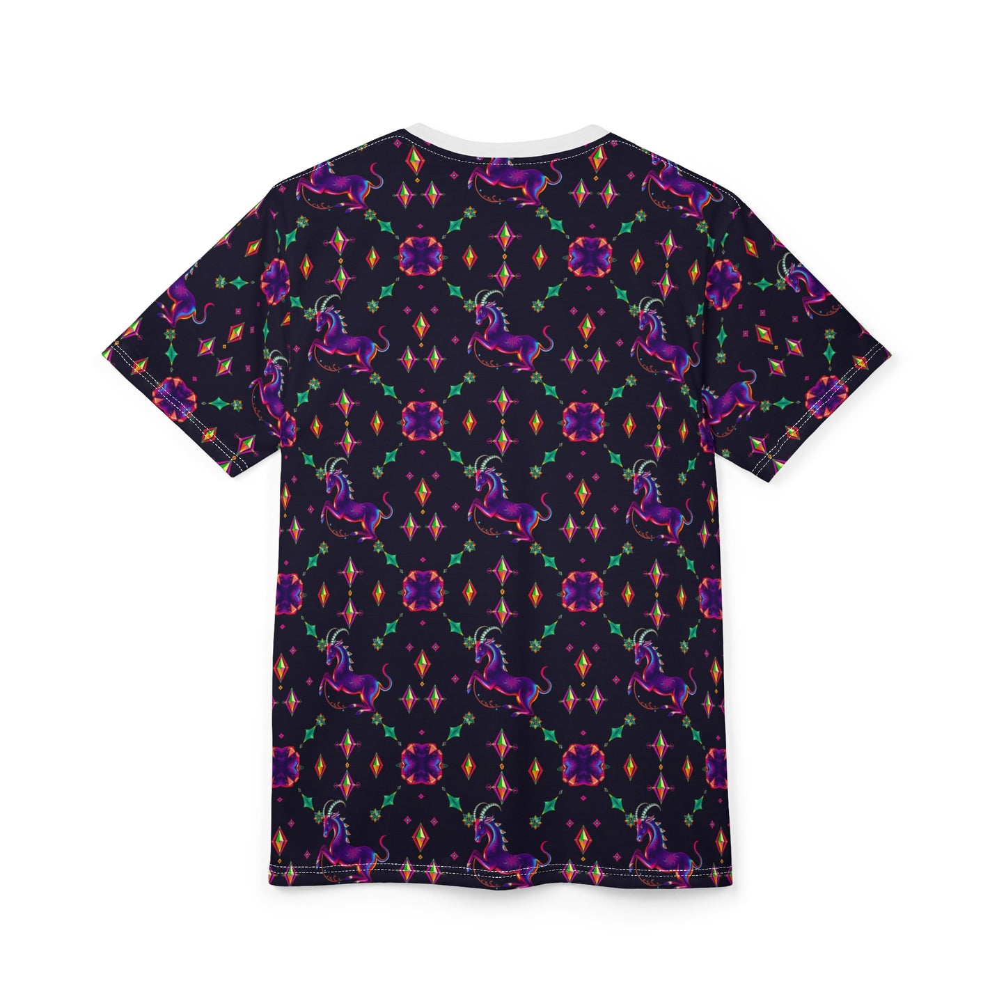 Unisex Cut & Sew T-Shirt, (AOP), Capricorn, Zodiac v1, Jewels Pattern