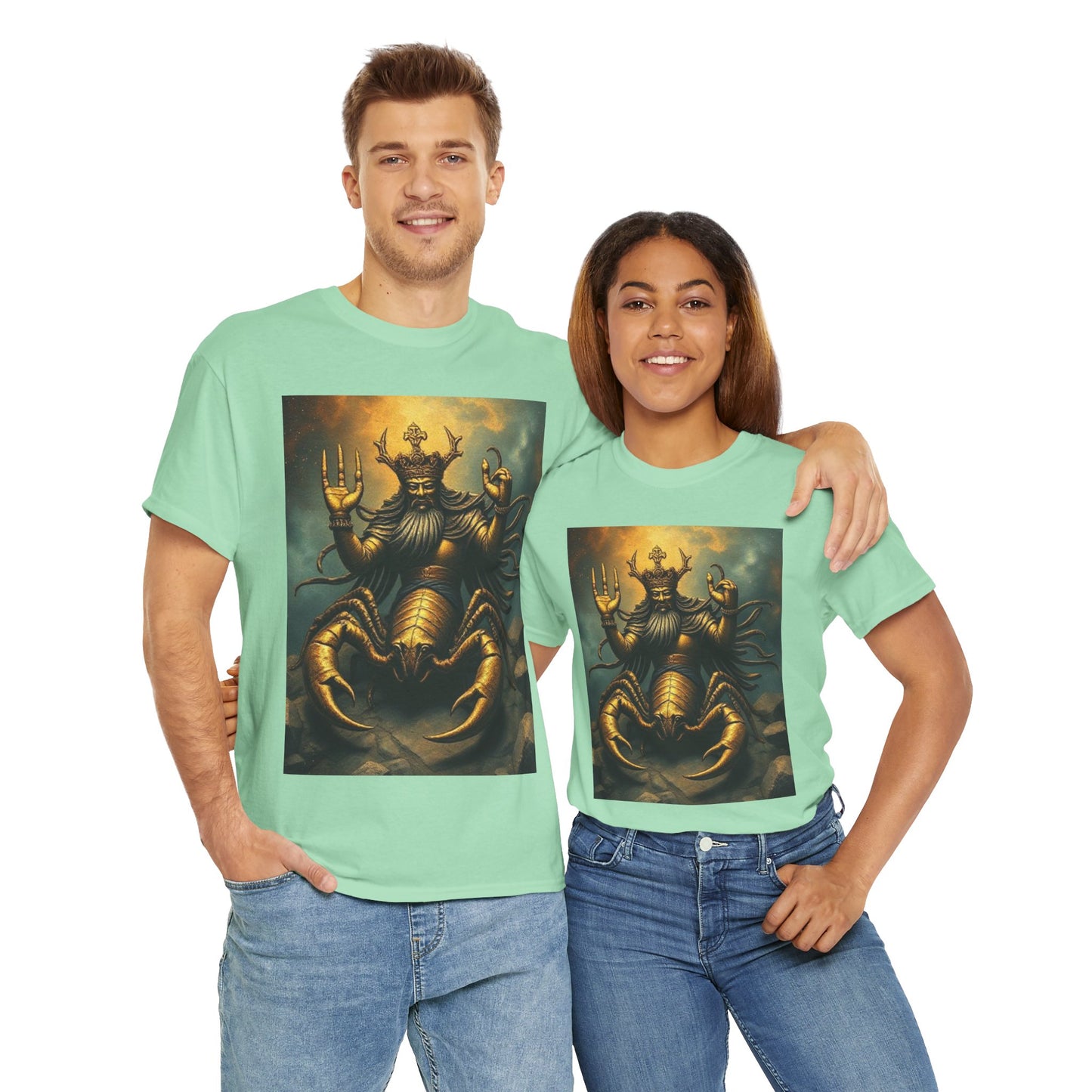 Unisex Heavy Cotton T-Shirt, Desert Scorpio King v1, Zodiac Design