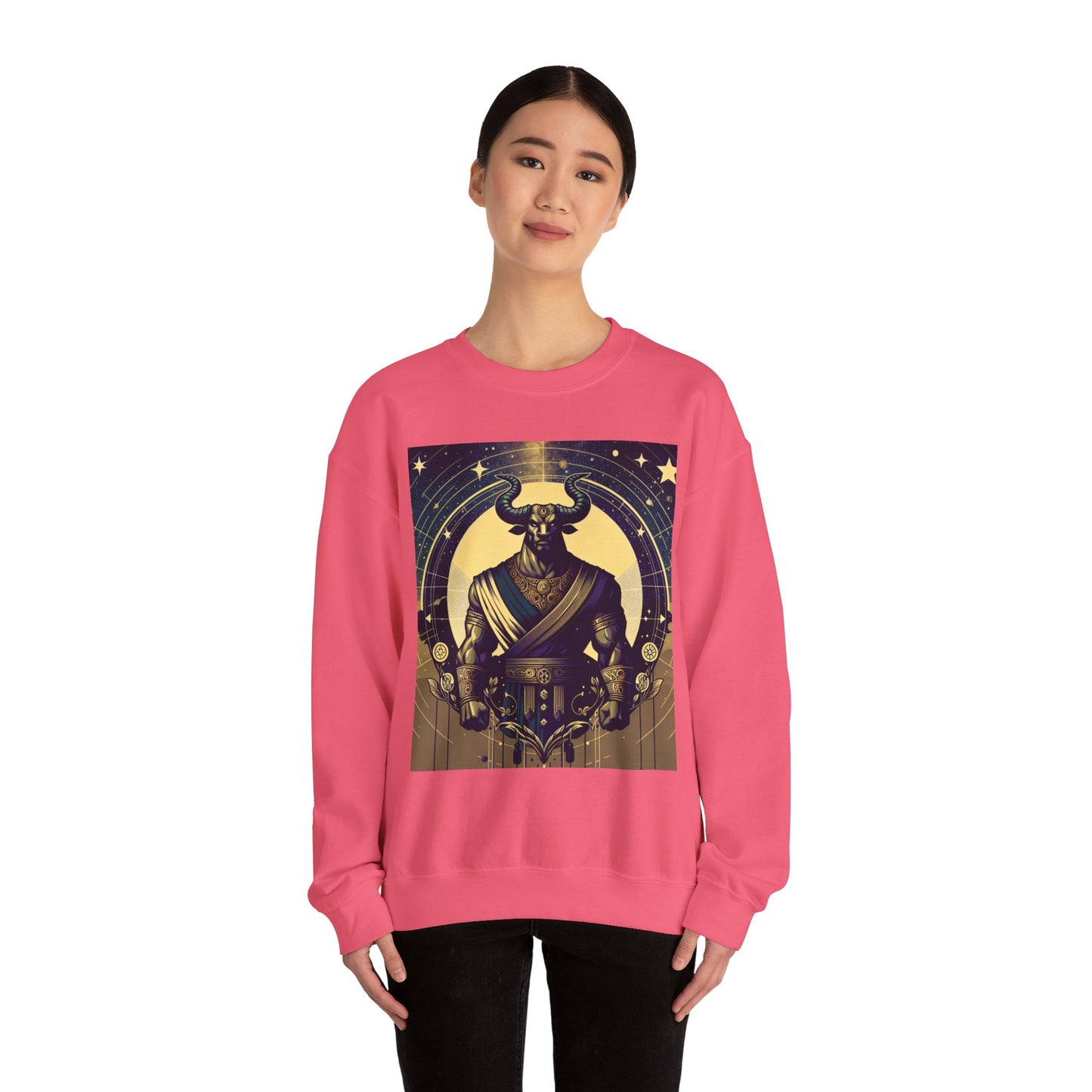 Unisex Heavy Blend™ Crewneck Sweatshirt, Minotaur, Taurus Zodiac Design