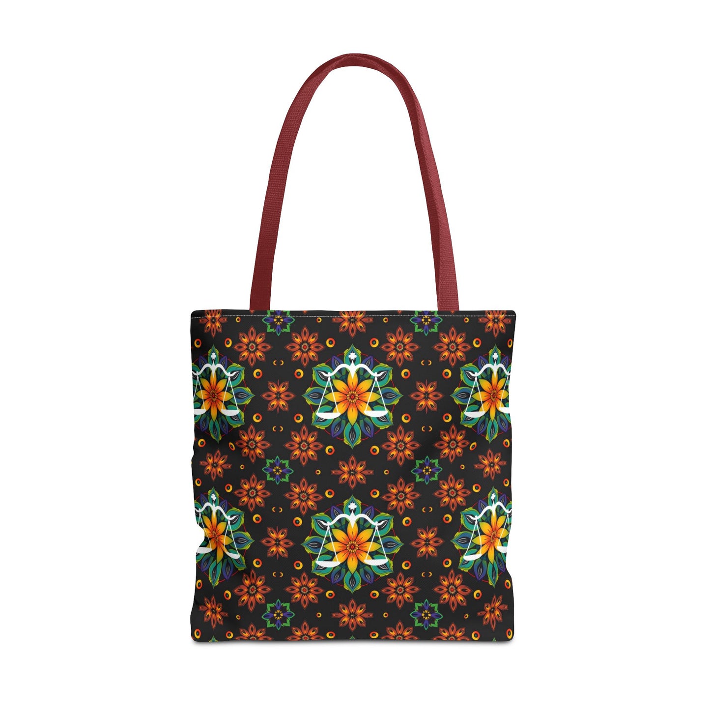 Tote Bag (AOP), Libra, Zodiac v2, Flower Pattern